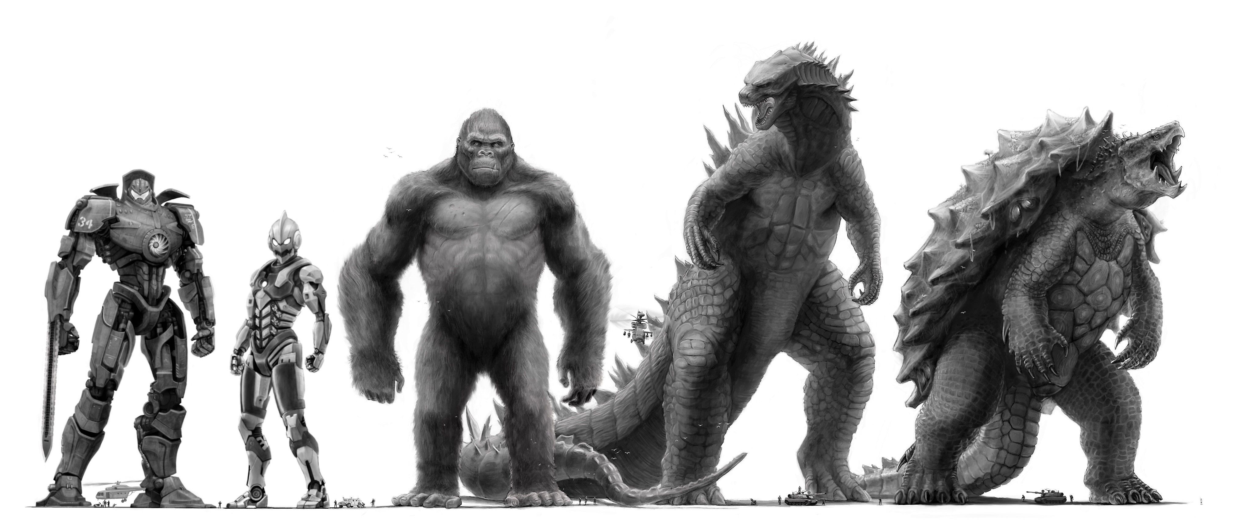 4100x1720 Gipsy Danger, Ultraman, King Kong, Godzilla & Gamera, Dual Screen