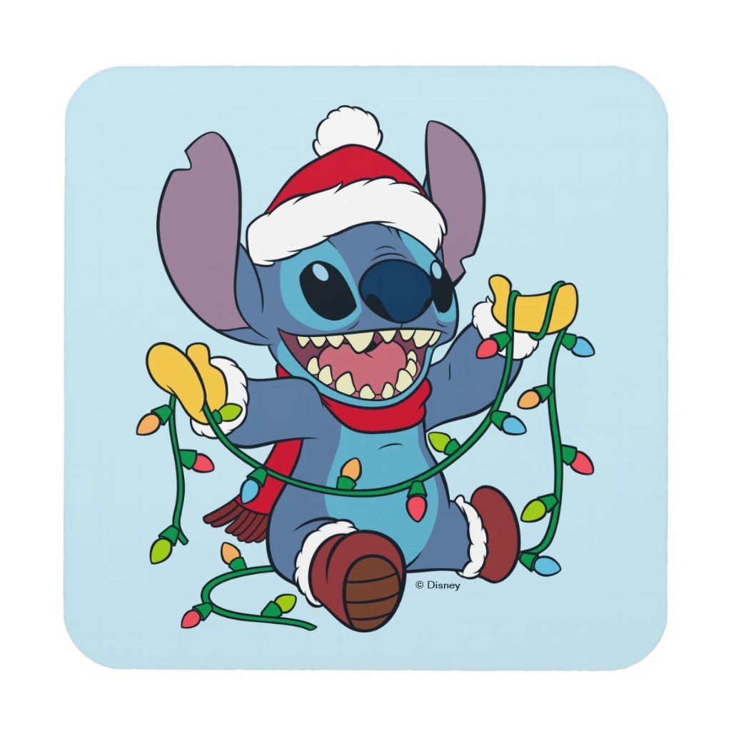 1030x1030 Stitch Christmas Lights Beverage Coaster. Zazzle.com. Cute christmas wallpaper, Christmas phone wallpaper, Christmas drawing, Phone