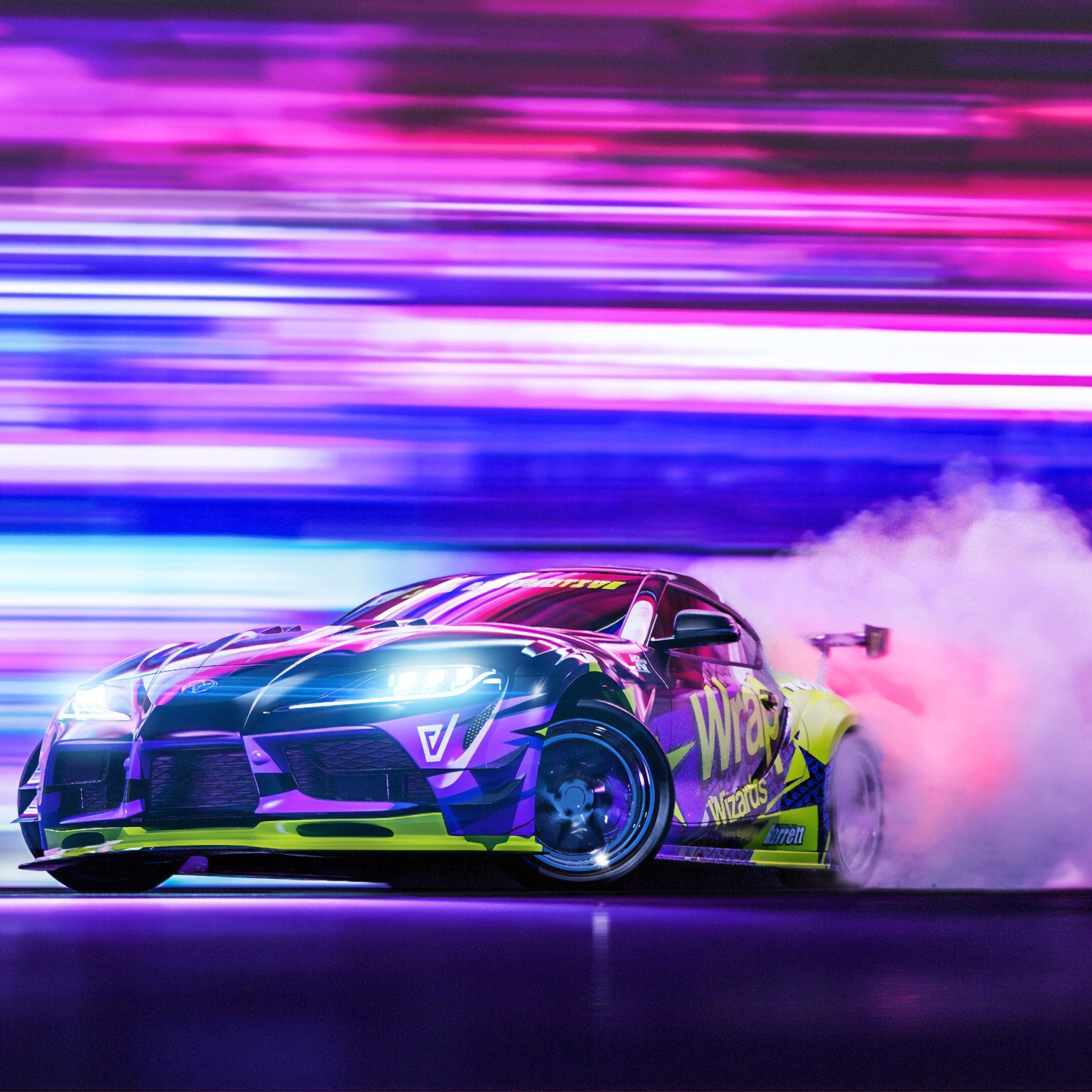 2560x2560 Toyota Supra 4K Wallpaper, Drift, Colorful, Cars, Phone