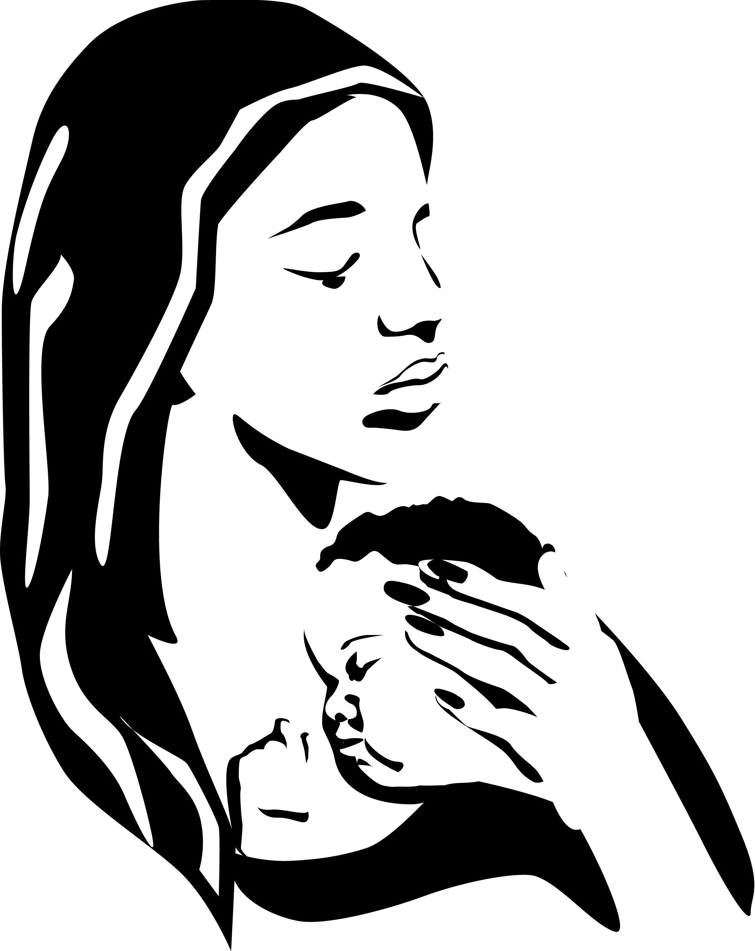 2550x3220 mother holding sleeping baby bw clipart. Baby silhouette, Mother art, Silhouette tattoos, Phone