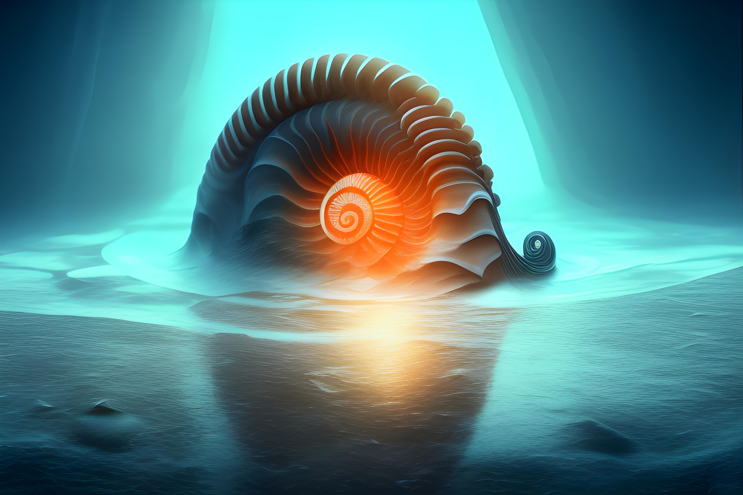 3080x2050 3D abstract nautilus organic shape on a, Desktop