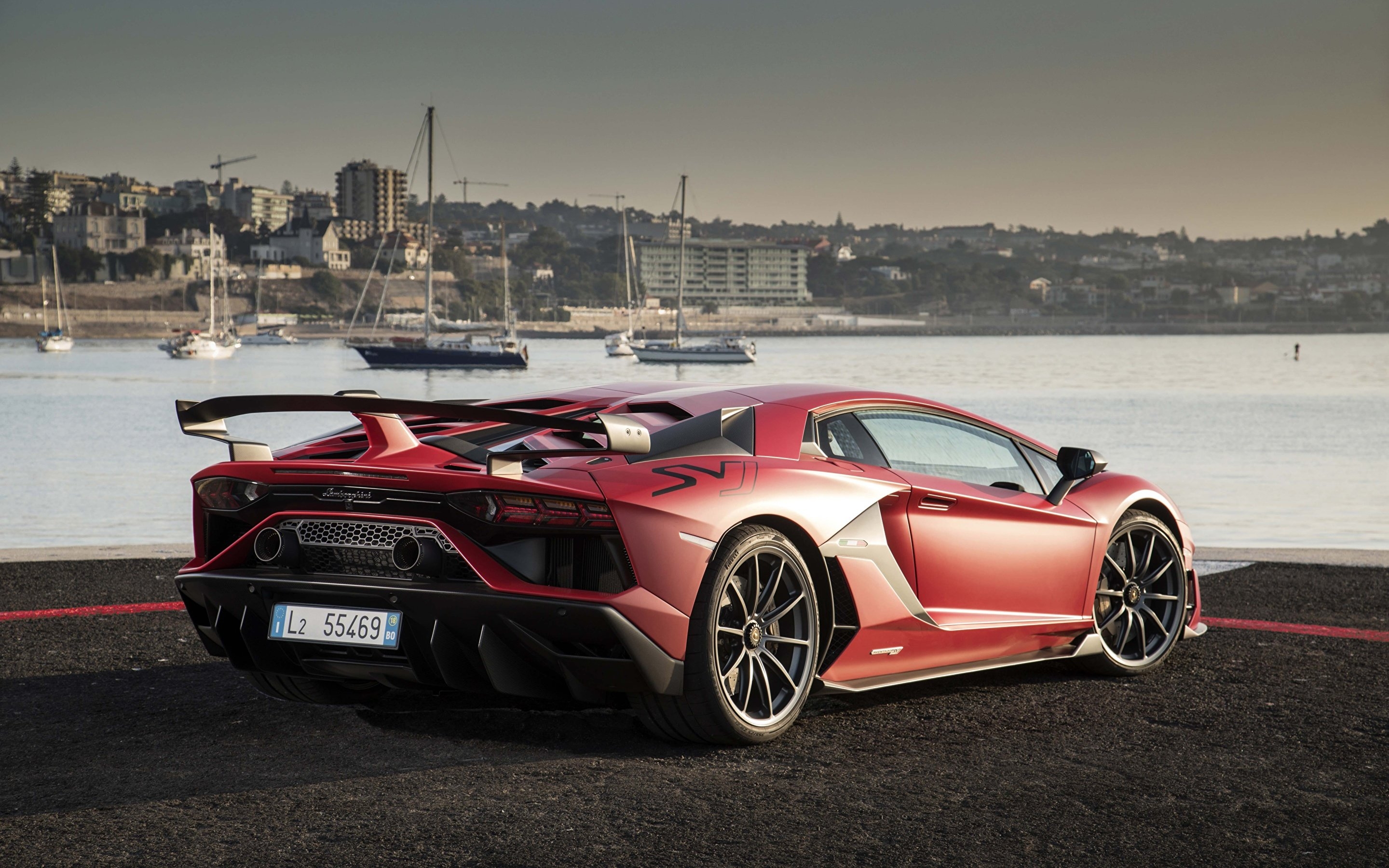 2880x1800 Picture Lamborghini Aventador SVJ 2018 Red Cars Back view, Desktop