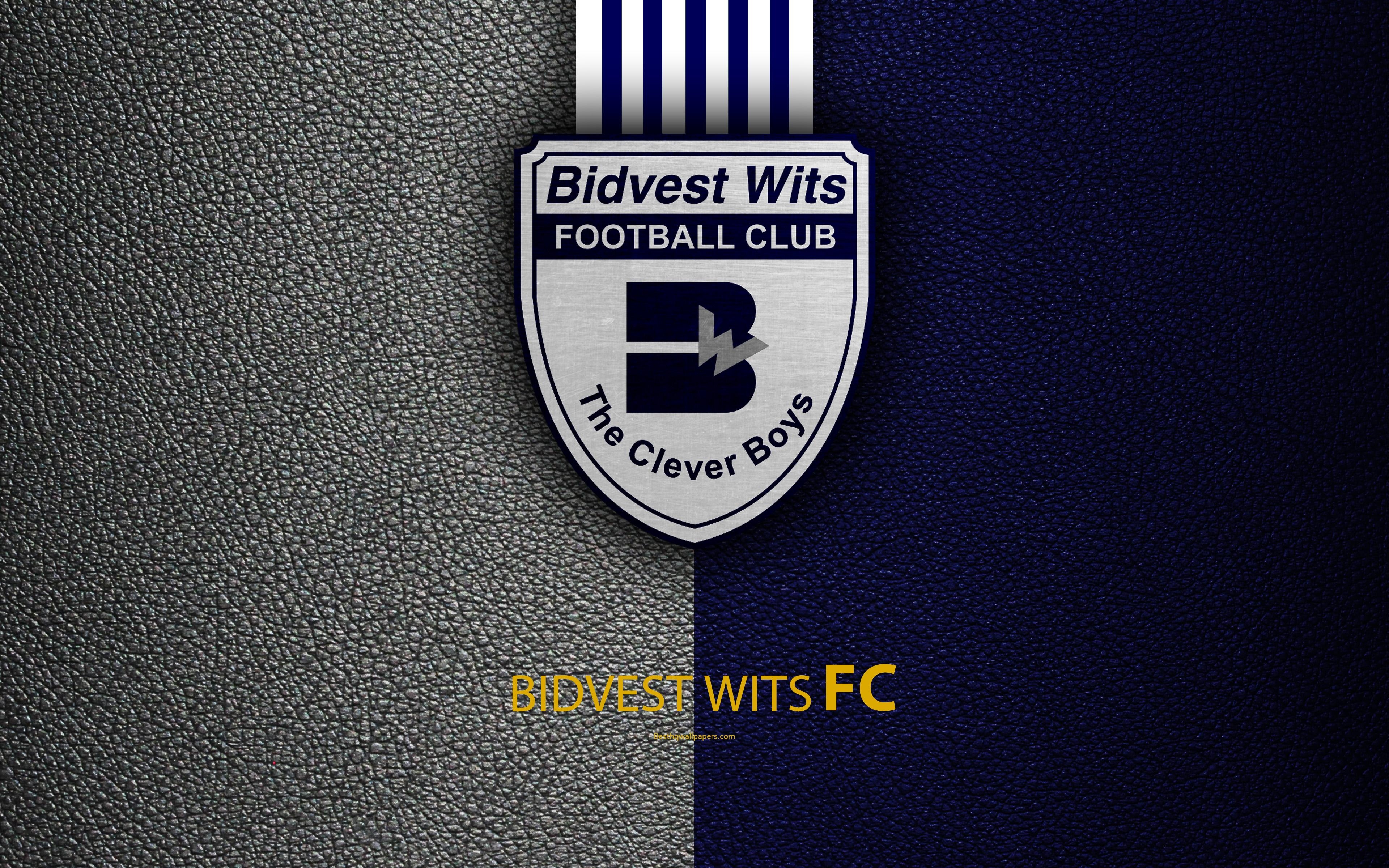 3840x2400 Download wallpaper Bidvest Wits FC, 4k, leather texture, logo, Desktop