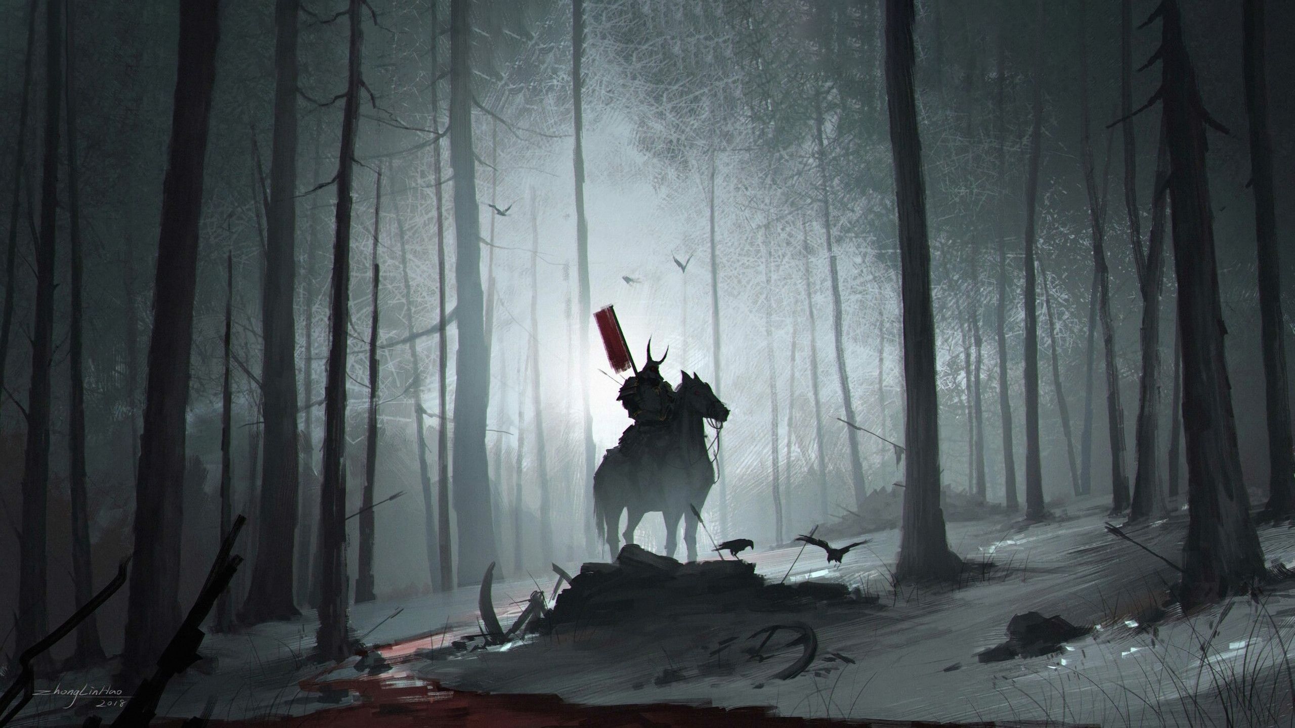 2560x1440 Forest Samurai 4k 1440P Resolution HD 4k Wallpaper, Desktop