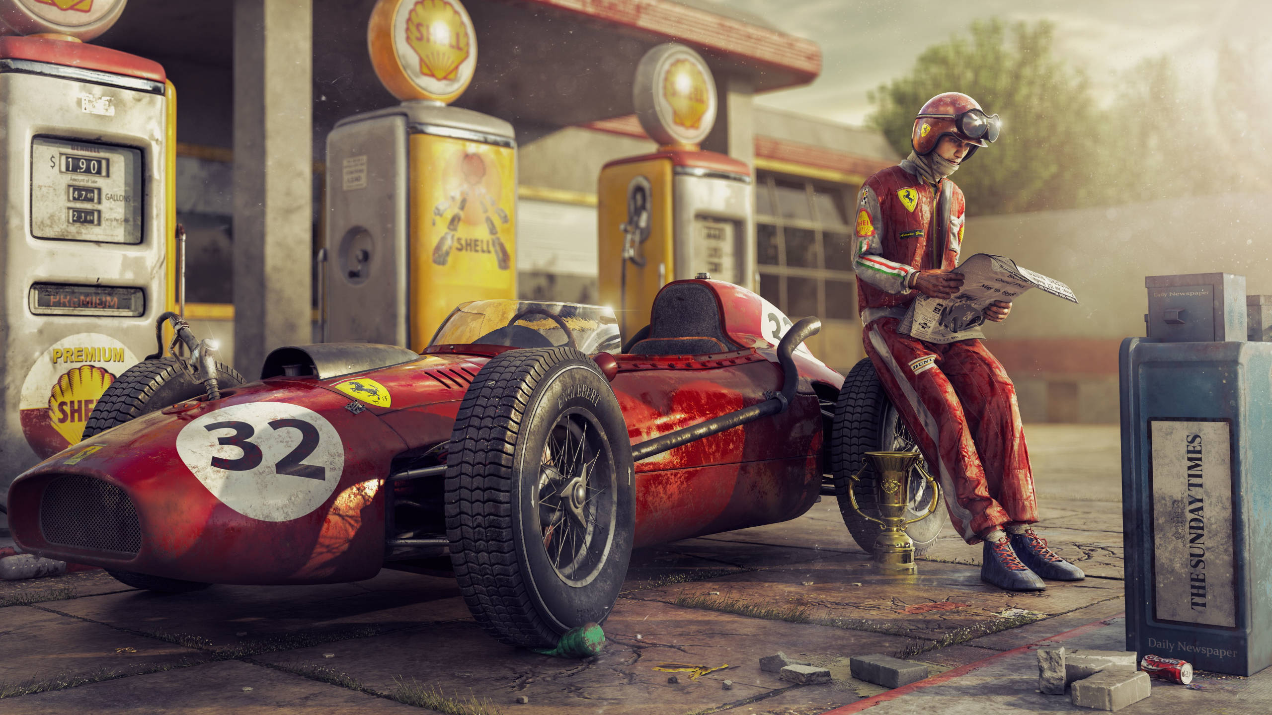 2560x1440 Download Driver And Vintage F1 Racing Car Wallpaper, Desktop