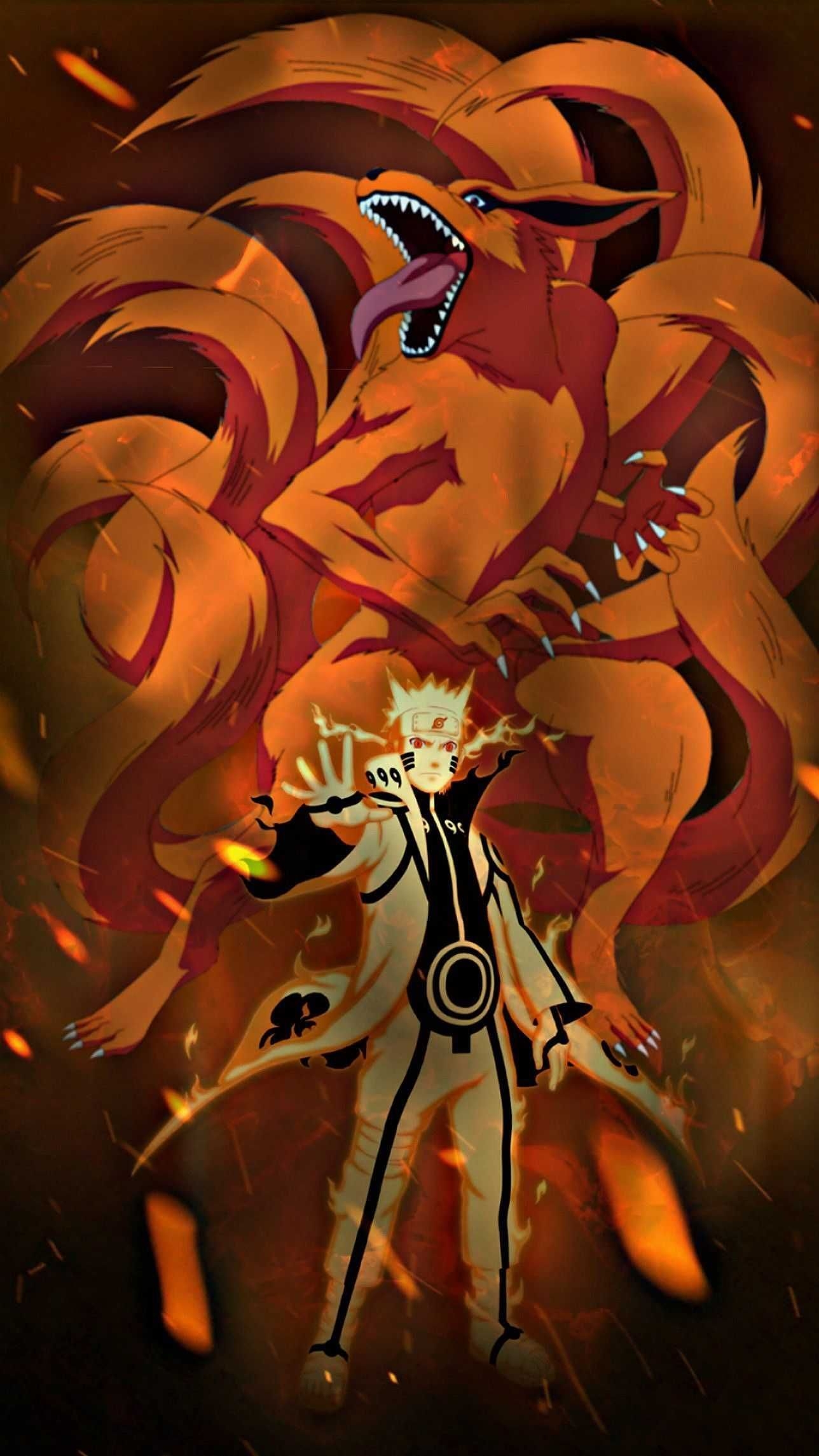 1290x2290 Naruto and Kurama Wallpaper Discover more Anime, Kurama, Manga, Naruto, Naruto and Kurama wallpaper.. Arte naruto, Anime, Papel de parede naruto, Phone