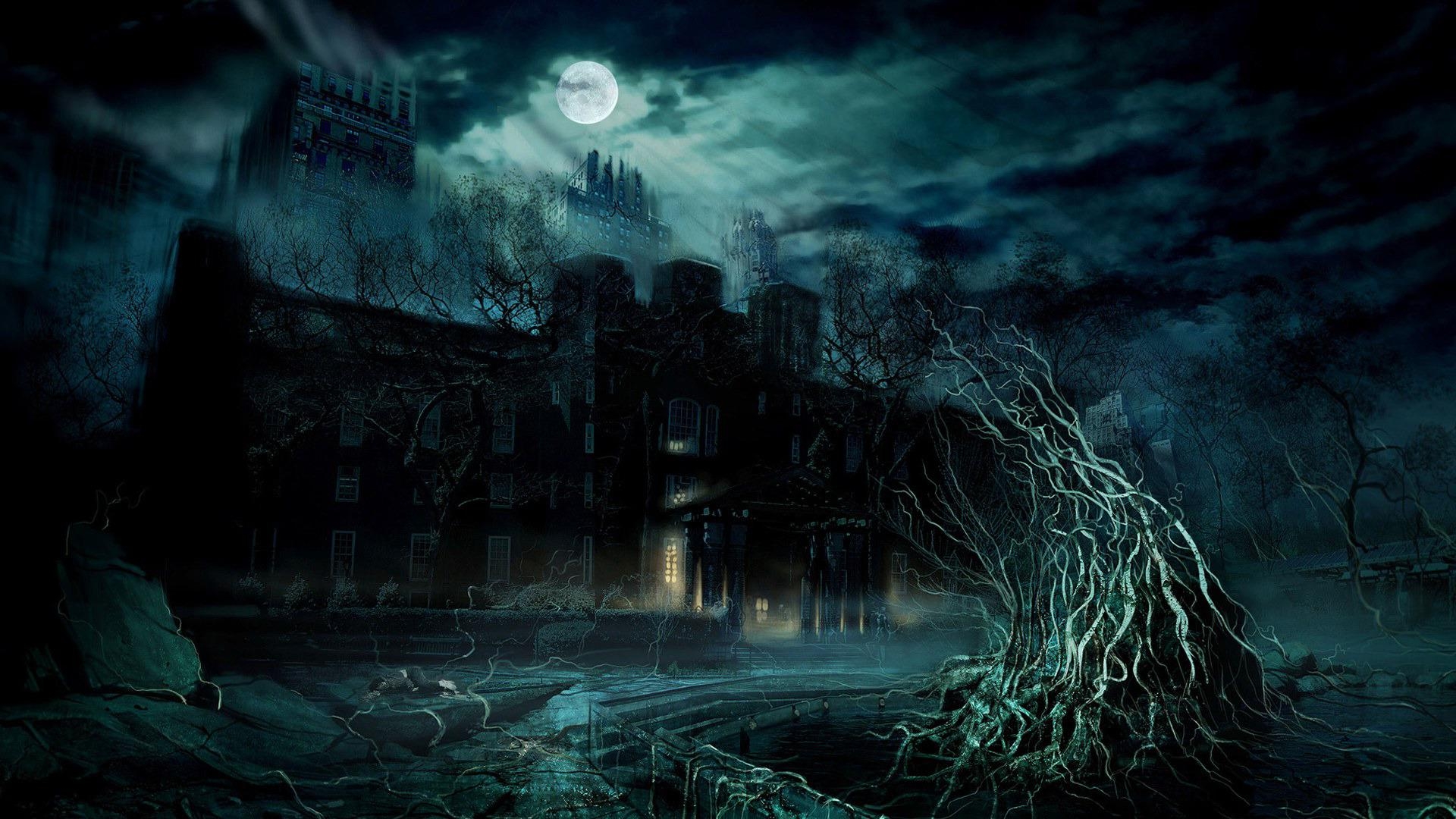 1920x1080 1229x768px › Spooky Castle Wallpaper, Desktop