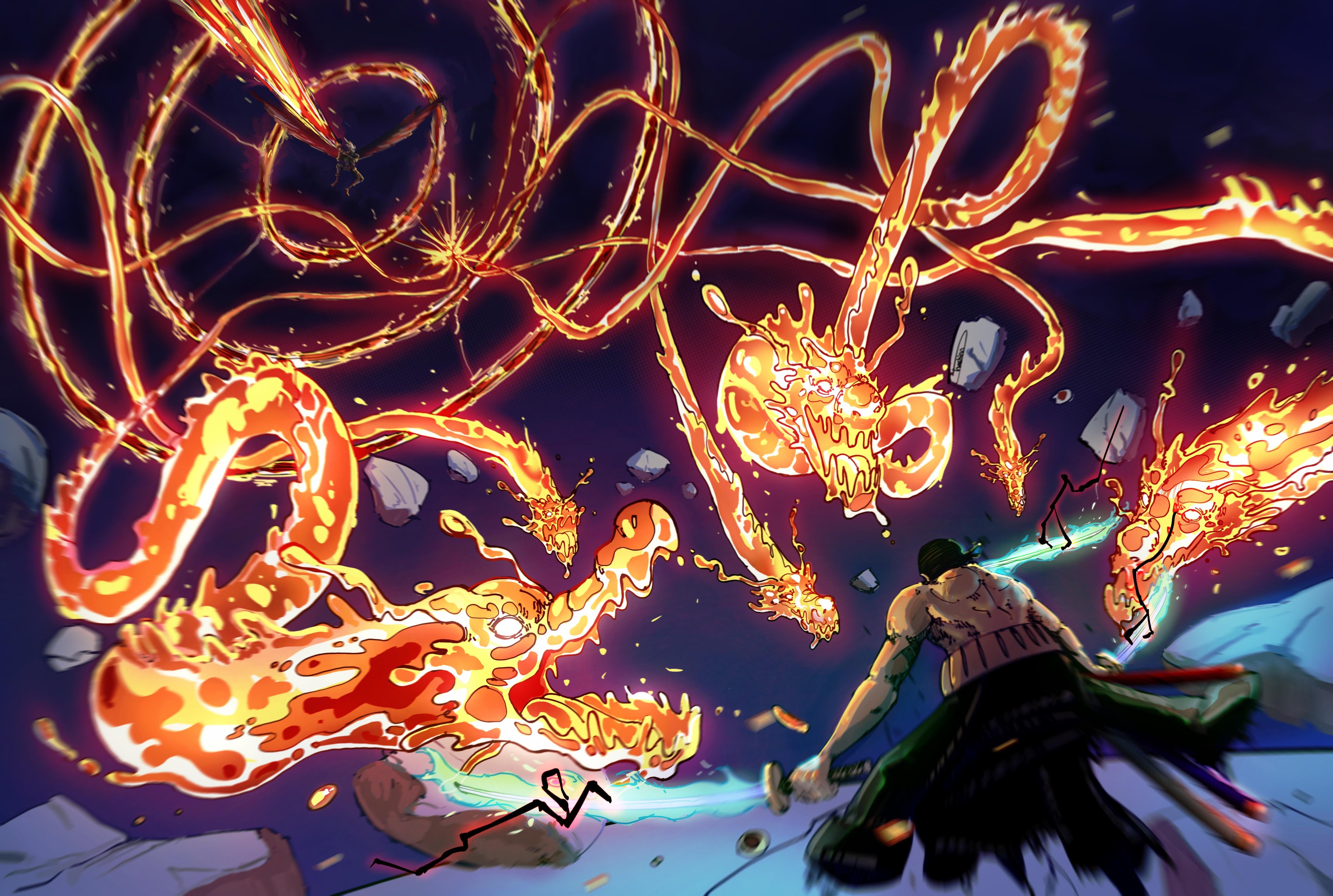 5360x3600 Zoro vs King by me on ig, Desktop