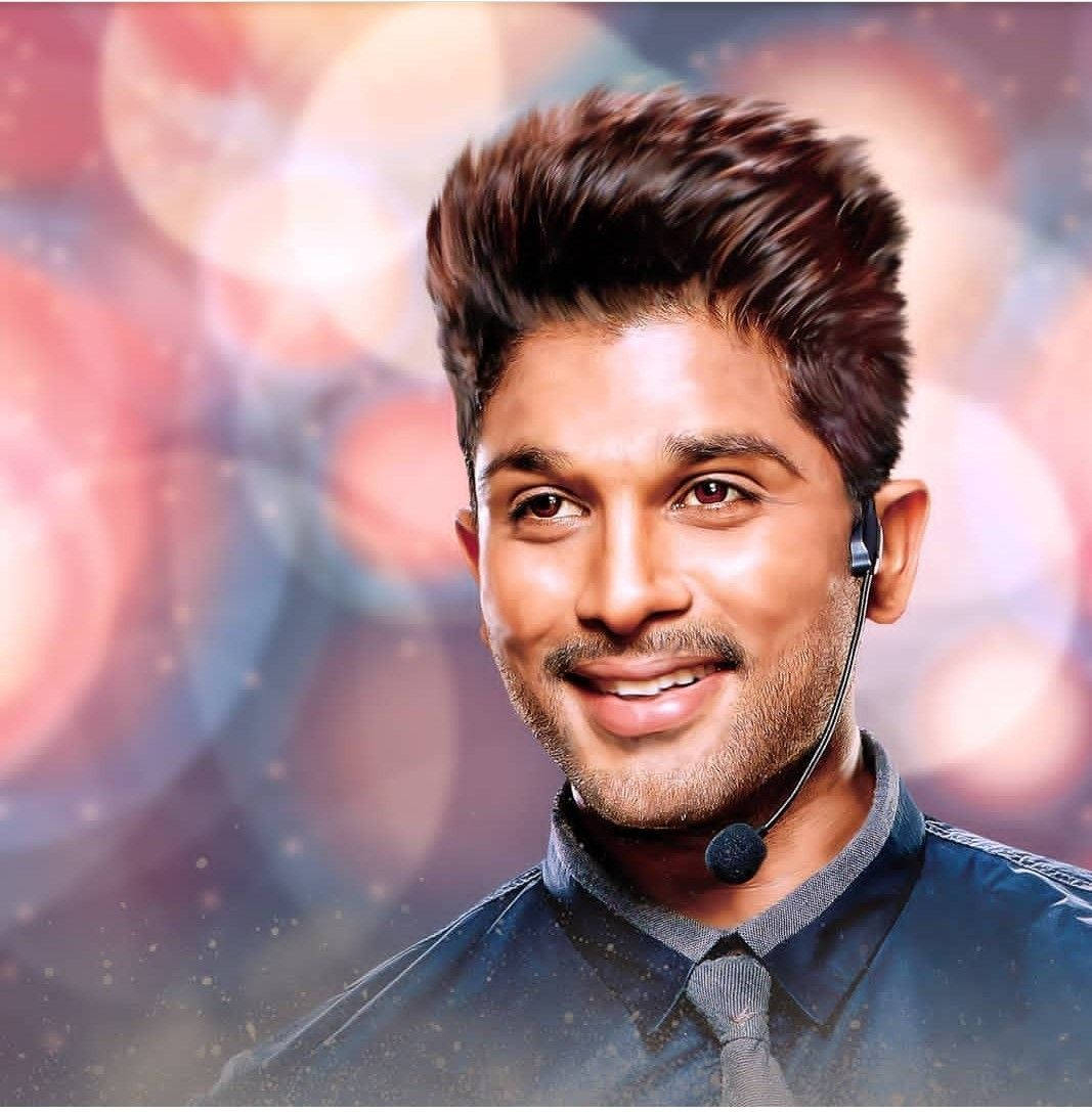 1070x1090 Download Allu Arjun With Blurry Lights Background Wallpaper, Phone