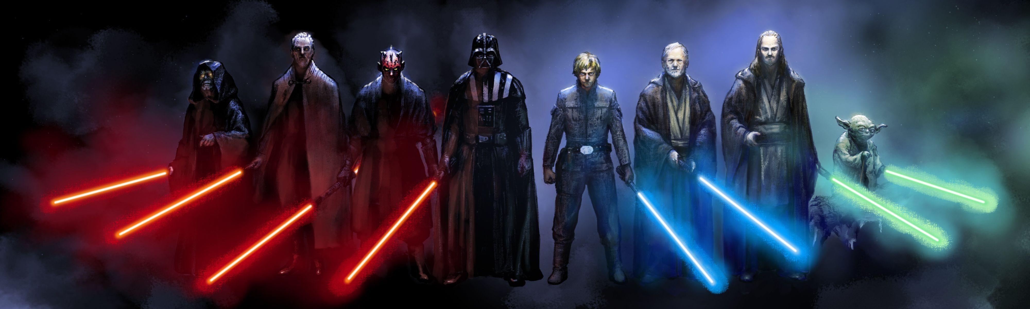 4000x1200 Jedi Vs. Sith Wallpaper Free Jedi Vs. Sith, Dual Screen