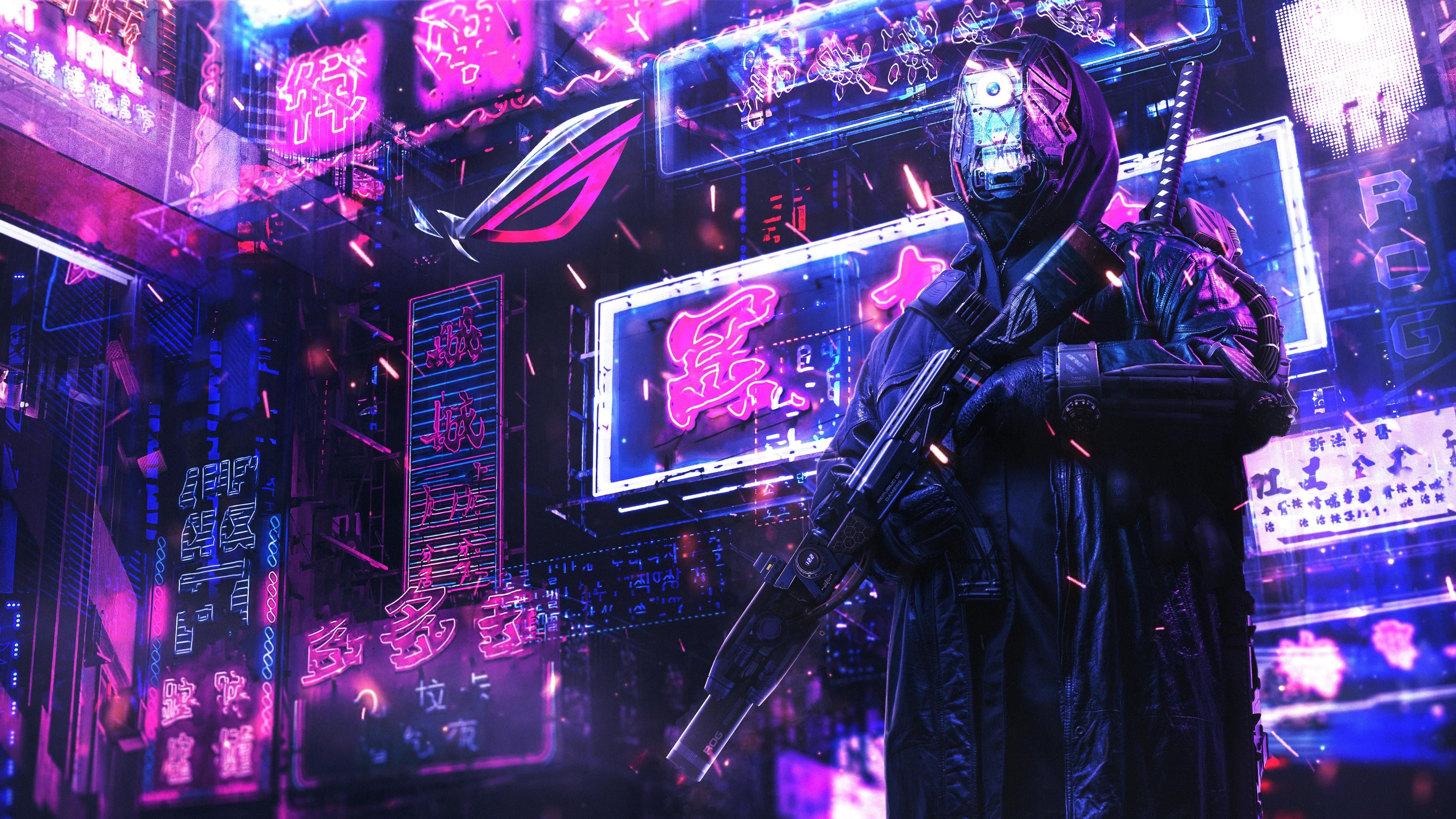 3840x2160 ASUS Cyberpunk 4K wallpaper, Desktop