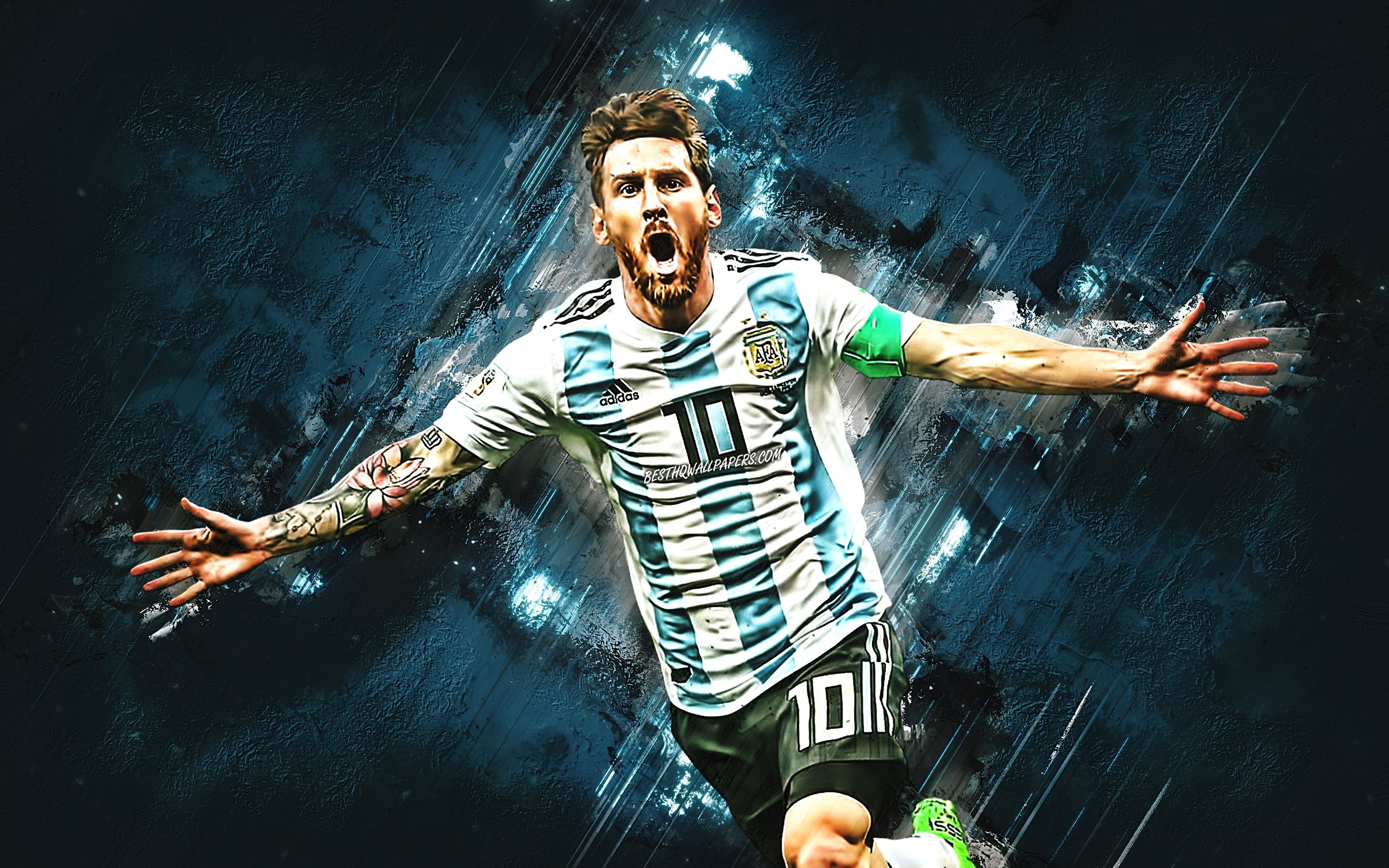 2880x1800 Lionel Messi, Grunge, Argentina National Football Team, Messi Argentina Wallpaper HD, Desktop