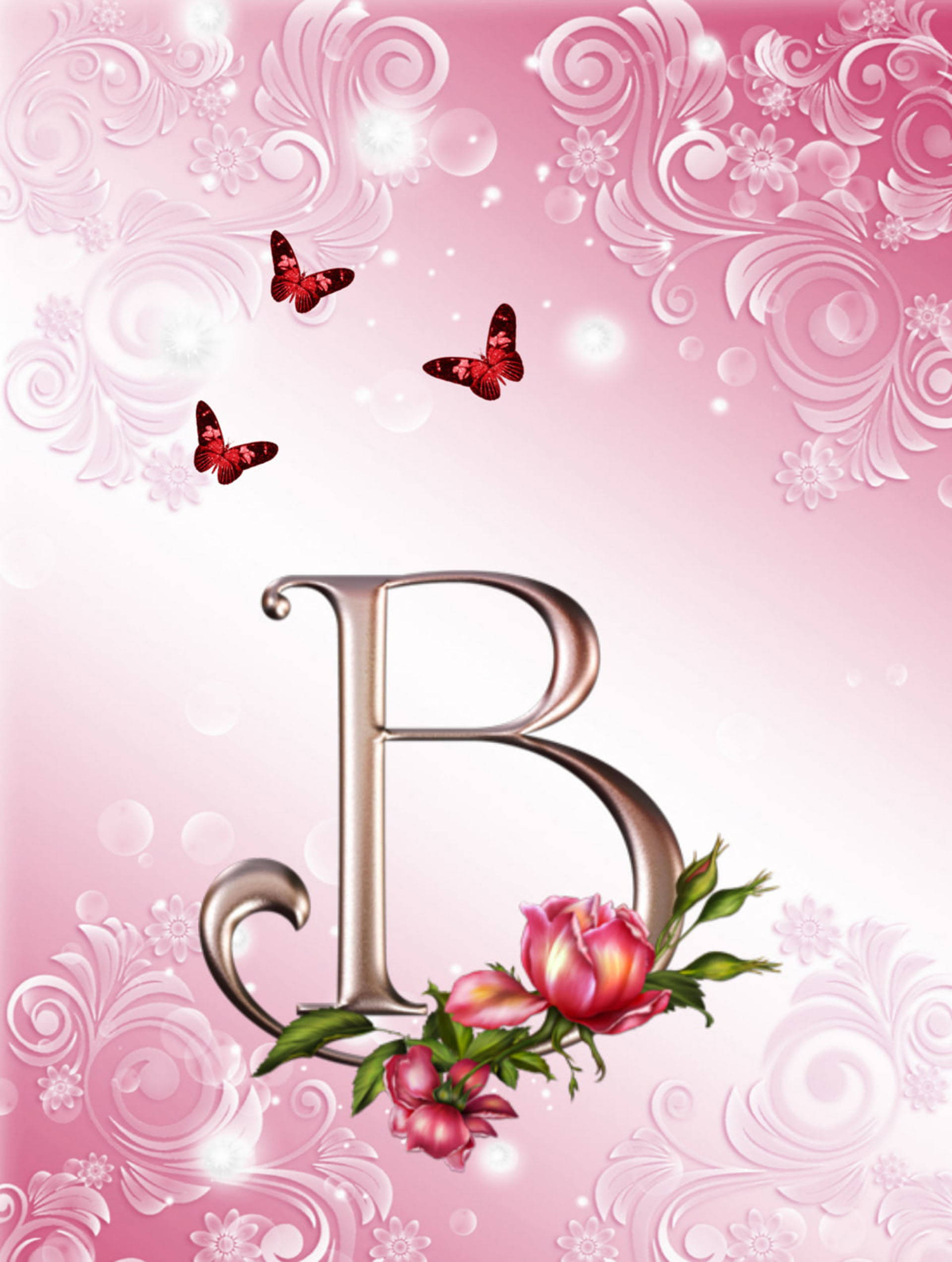 1920x2550 Download Pink Aesthetic Letter B Wallpaper, Phone