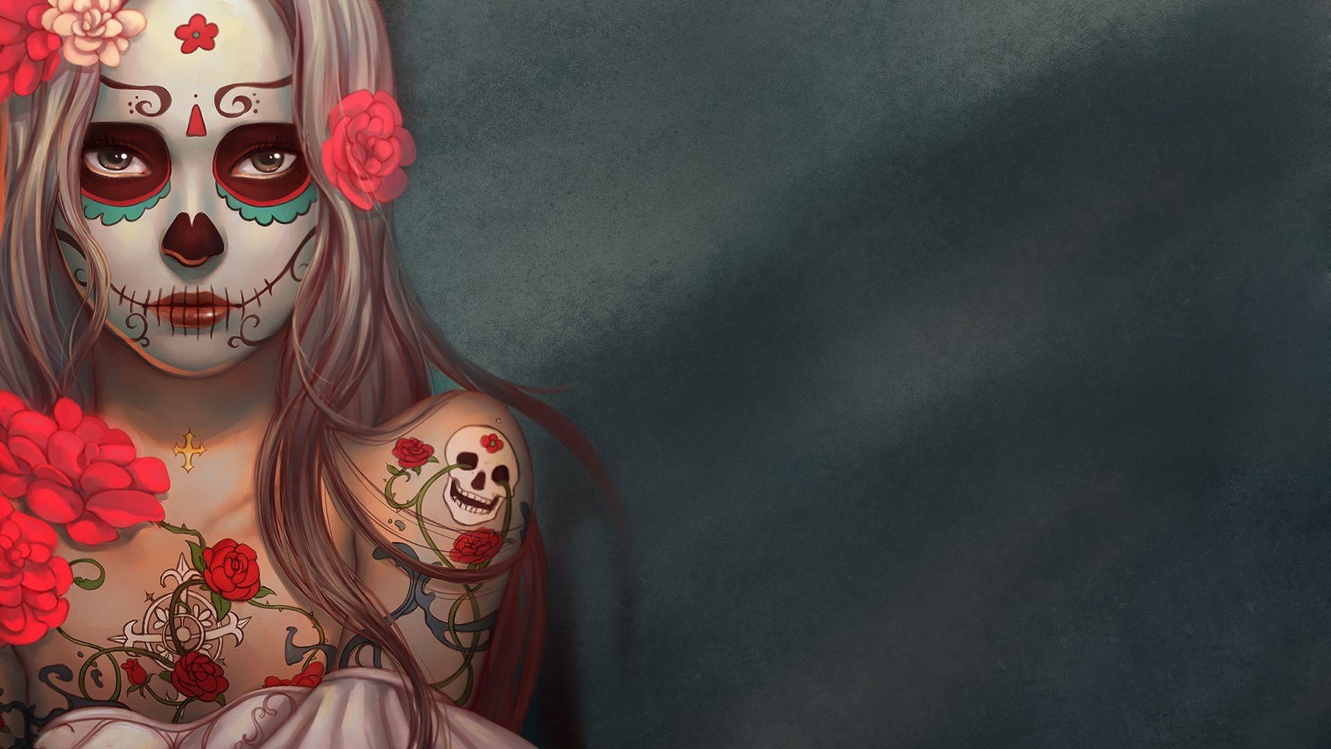 1920x1080 Girl Decorated for Dia de Los Muertos HD Wallpaper. Background, Desktop