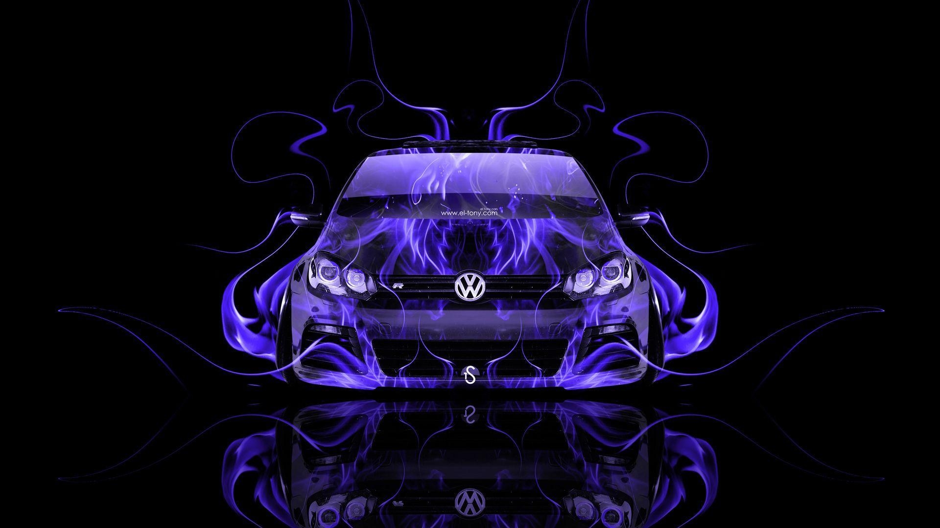 1920x1080 Volkswagen Golf R Front Fire Abstract Car 2014, Desktop