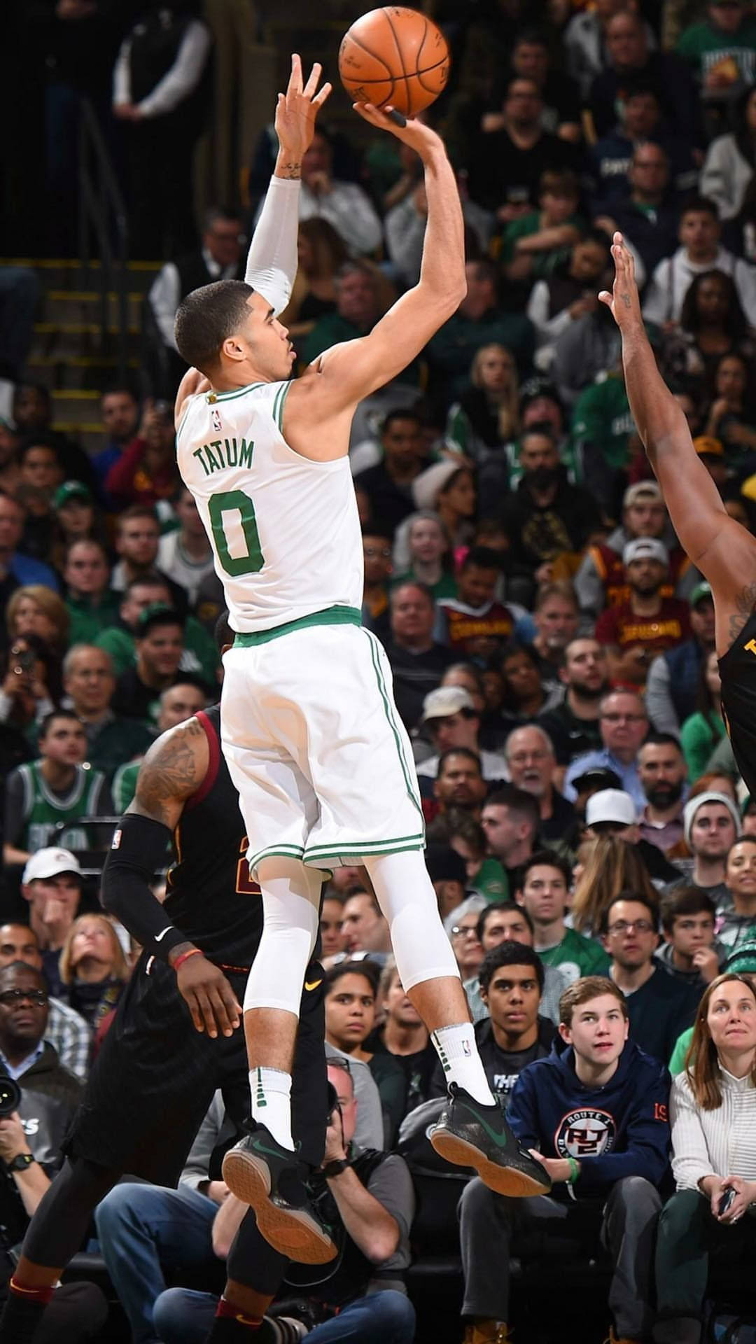 1080x1920 Download Jayson Tatum Shooting Against Opposing Team Wallpaper, Phone