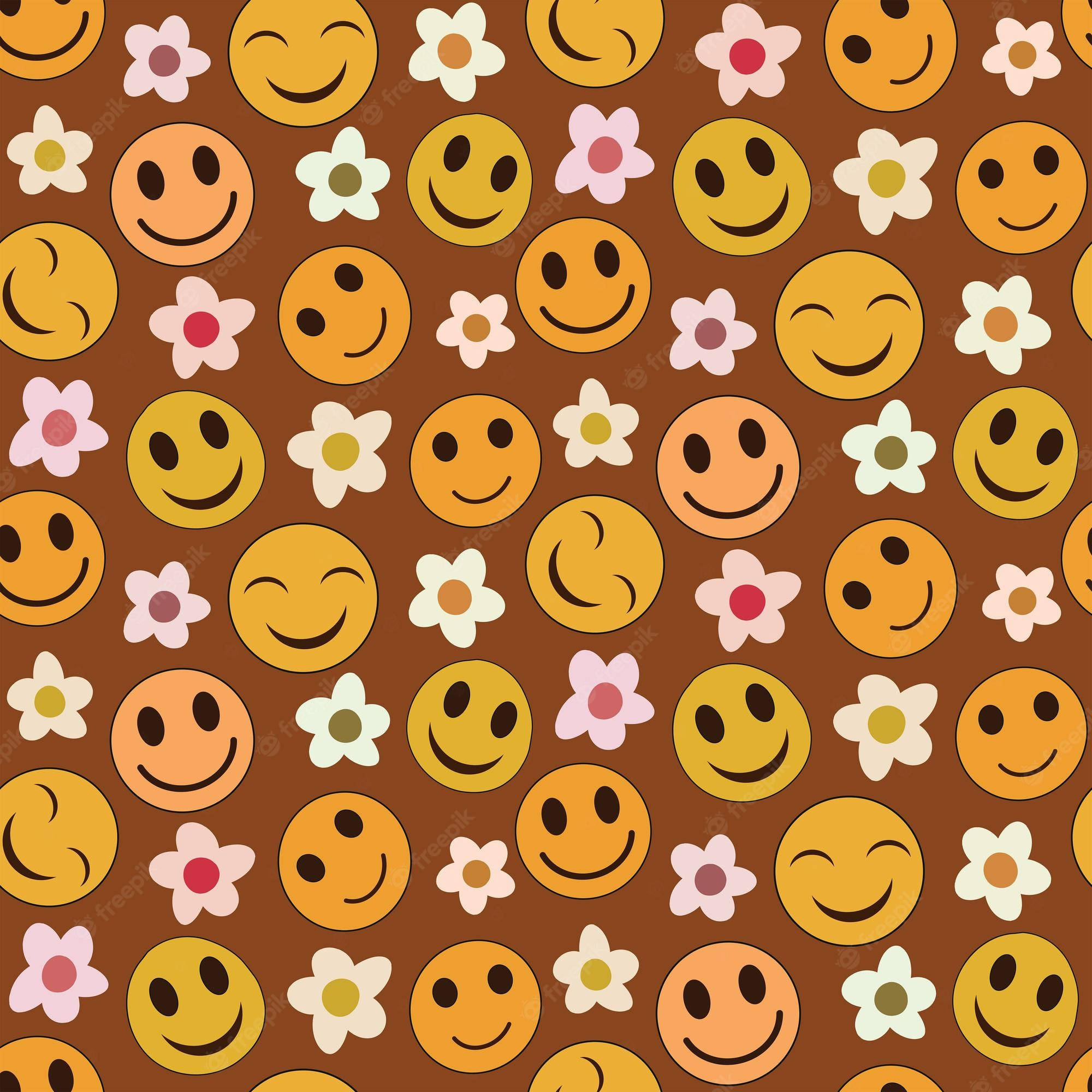 2000x2000 Download Preppy Smiley Face And Flowers Wallpaper, Phone