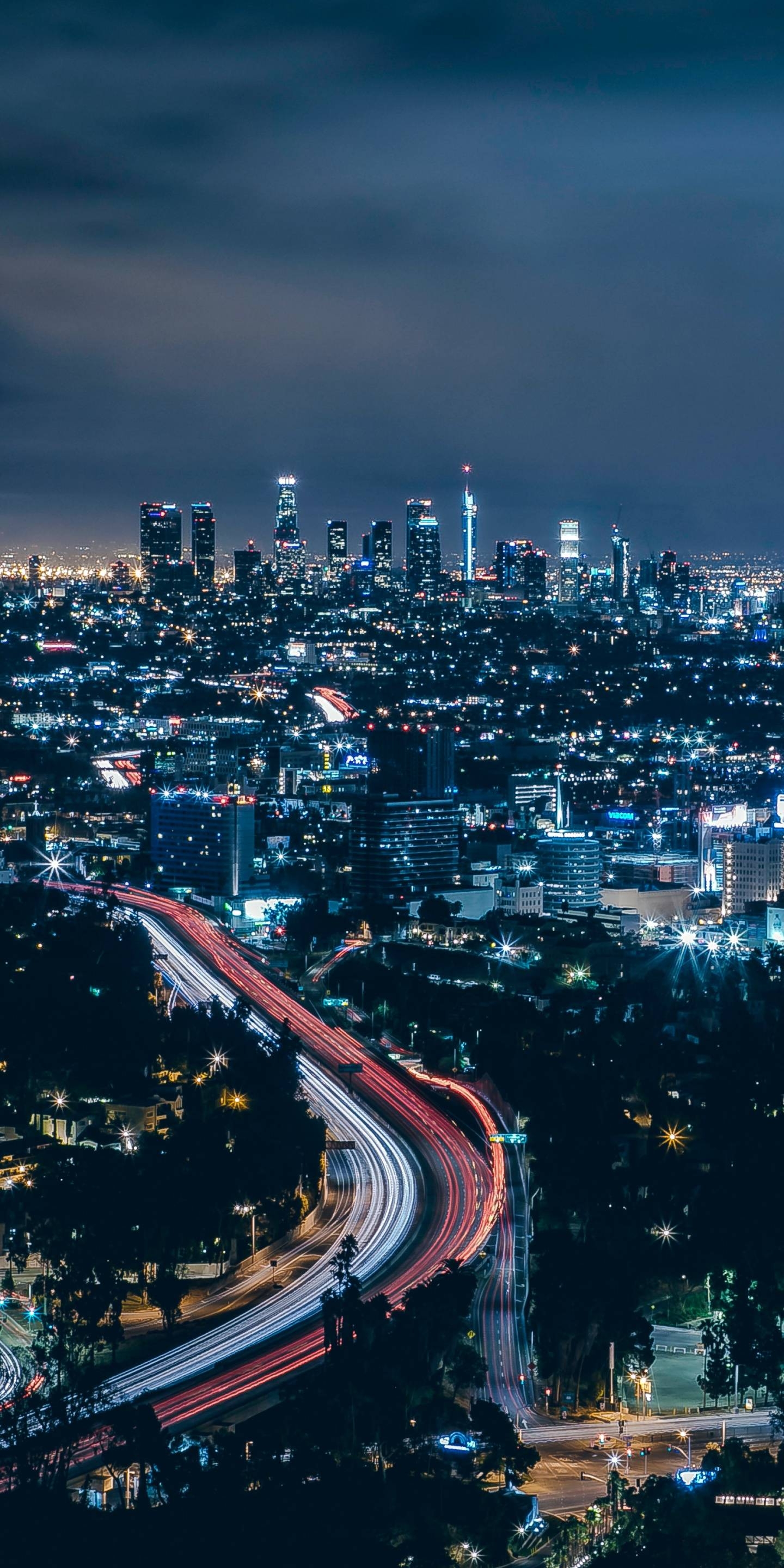 1440x2880 Download  wallpaper los angeles, city, skyscrapers, night, Phone