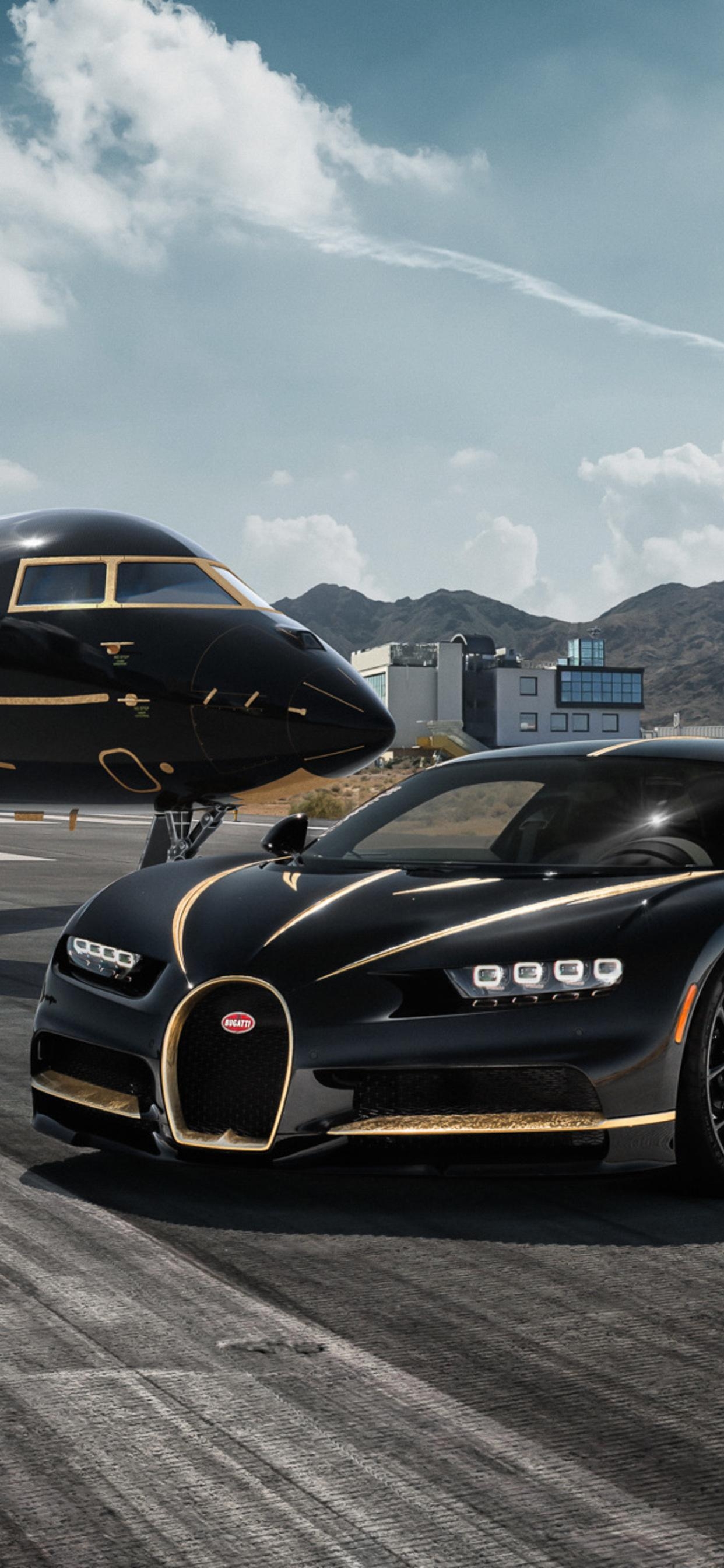 1250x2690 Bugatti Chiron And Private Jet iPhone XS MAX HD 4k, Phone