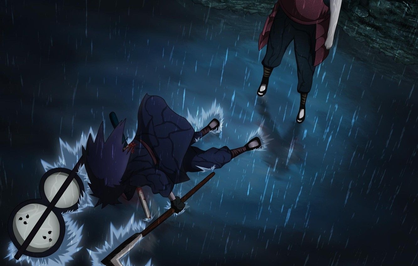 1340x850 Wallpaper Water, Rain, naruto, shippuuden, Madara Uchiha, Hashirama Senju image for desktop, section сёнэн, Desktop