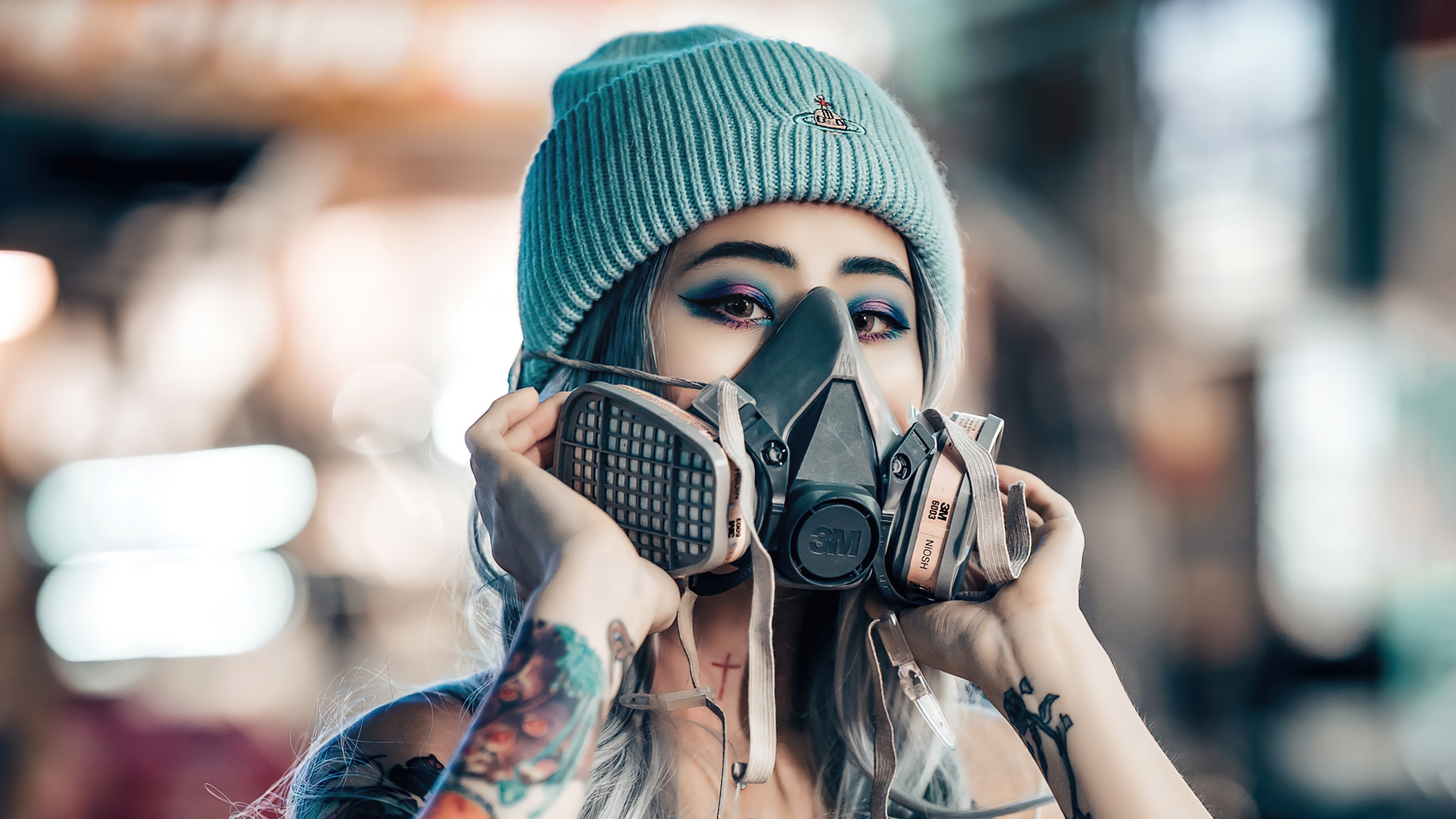 3840x2160 girl, gas mask, photography, 4k, pc Gallery HD Wallpaper, Desktop