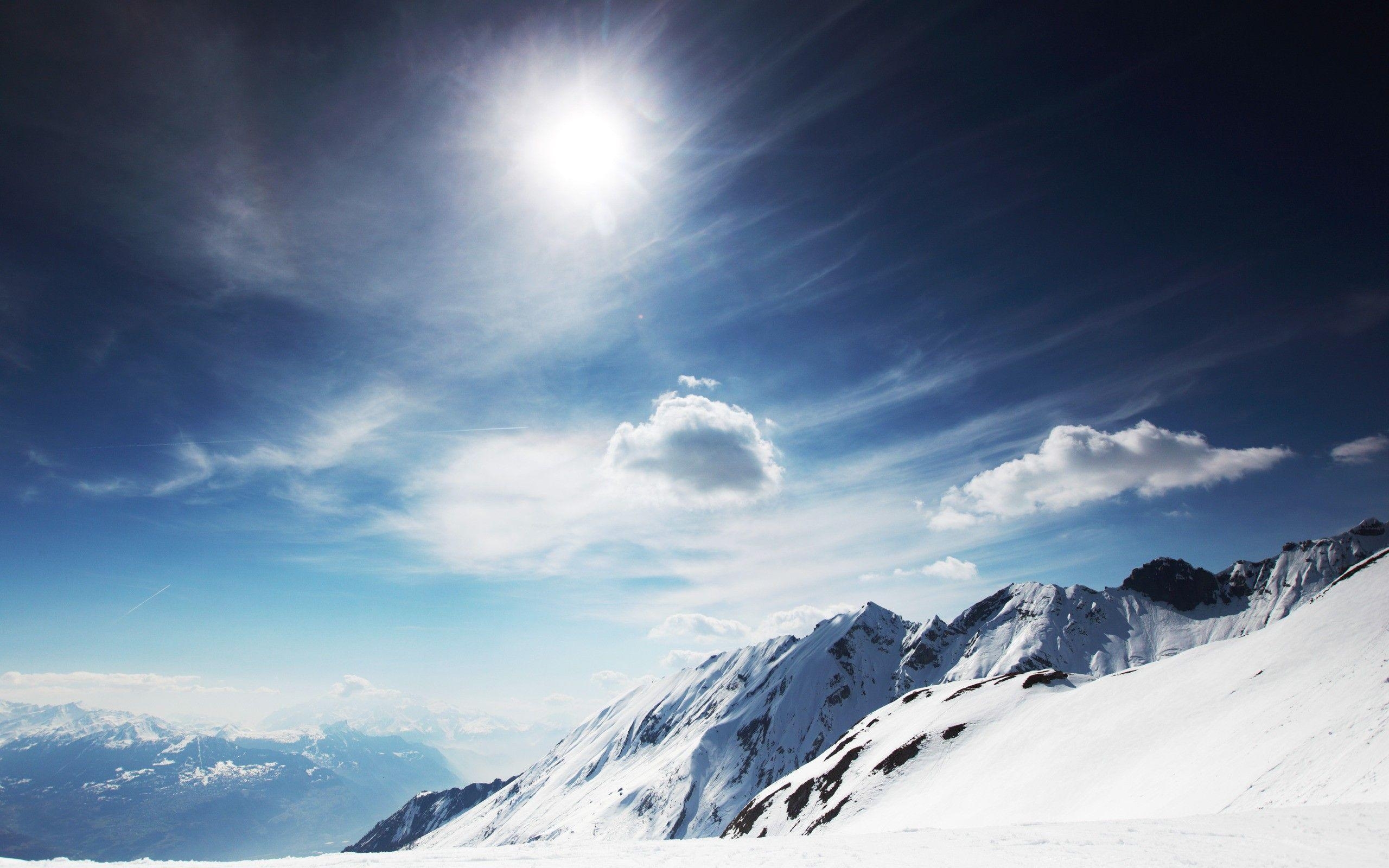 2560x1600 Sunny Snowy Mountains Wallpaper, Desktop