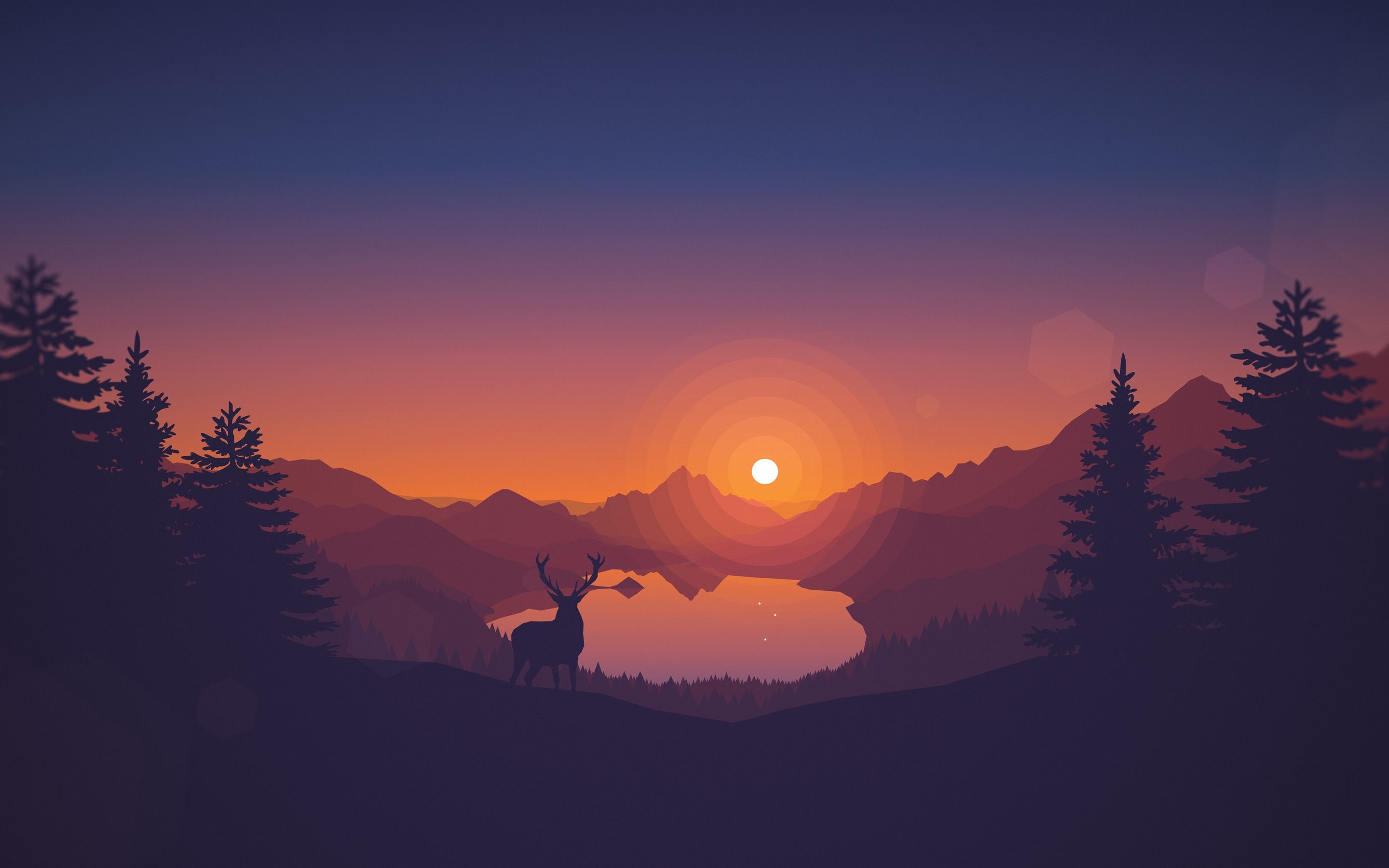 2880x1800 Lakeview Sunset 4K Wallpaper, Desktop