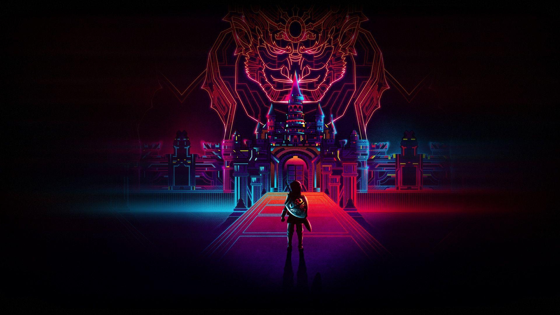 1920x1080 Wallpaper The Legend of Zelda, Retro, Neon art, Creative Graphics, Desktop