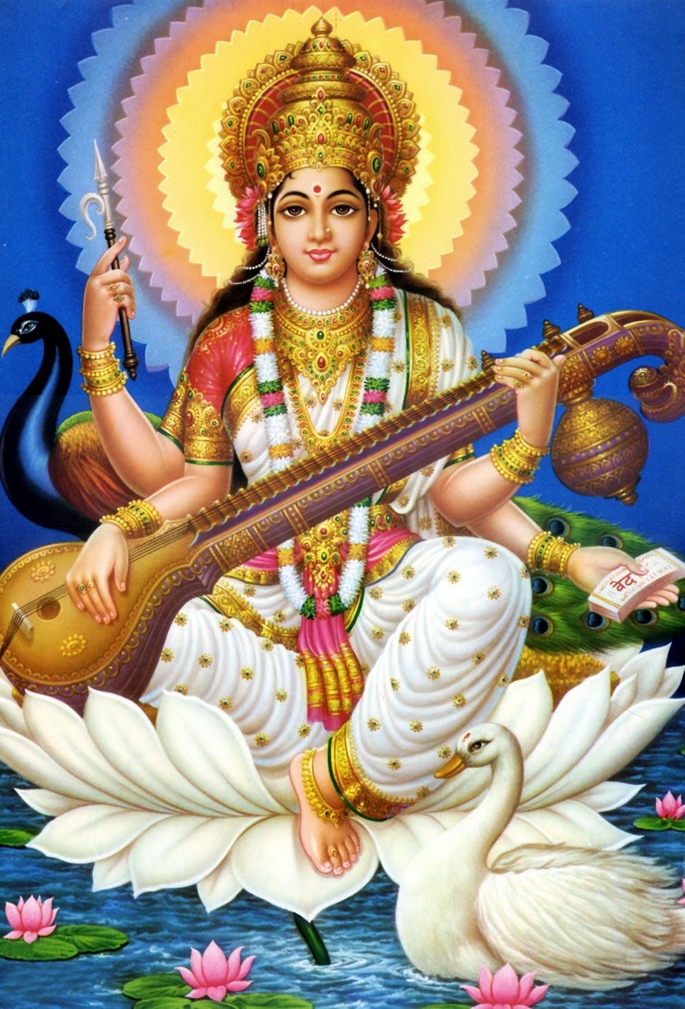 990x1460 Goddess Saraswati Picture Download, Phone