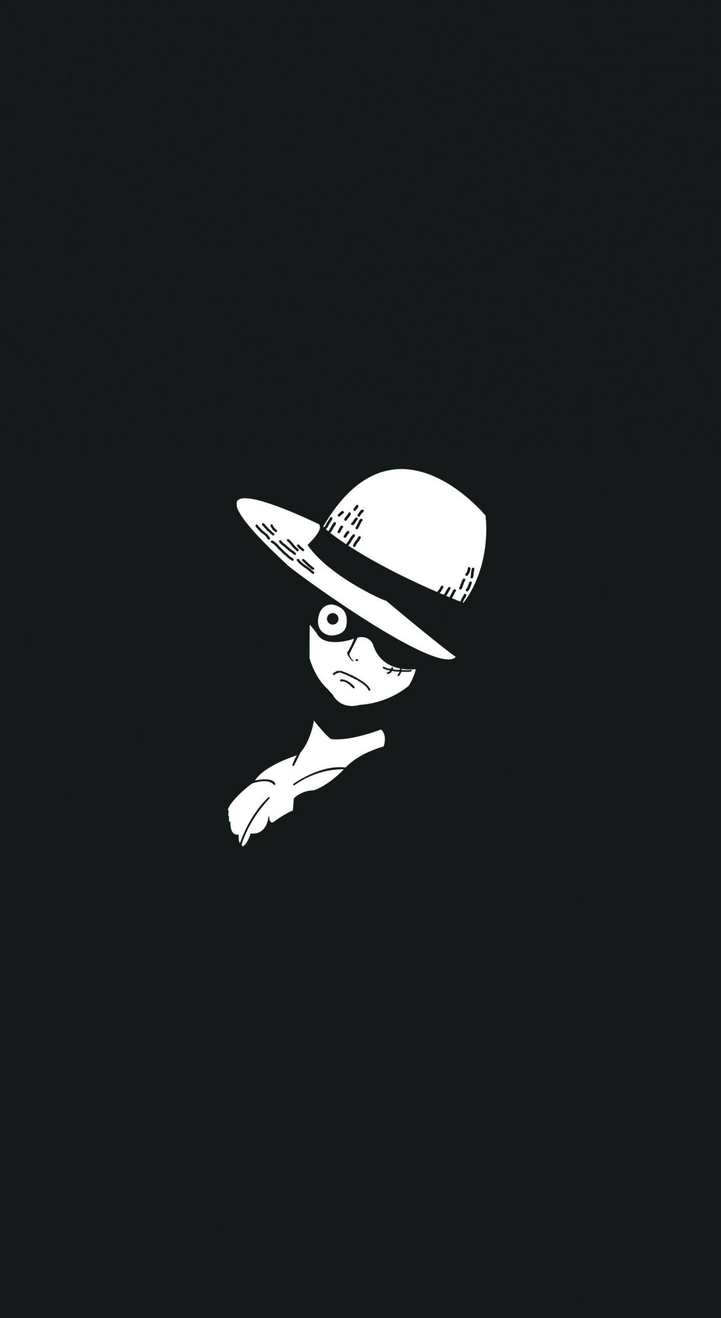 1440x2630 Anime, Monkey D. Luffy, dark, minimal wallpaper, Phone