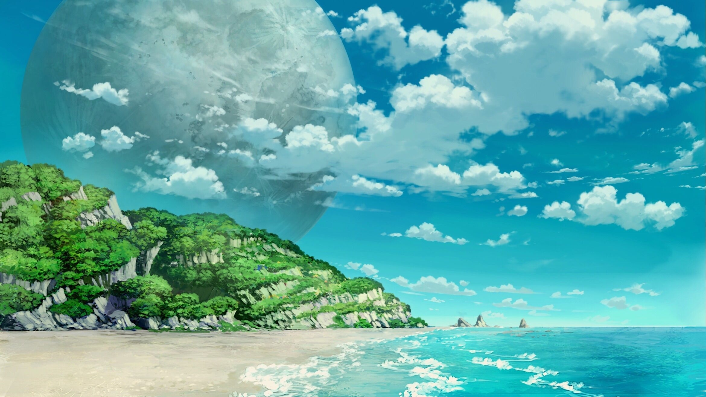 2340x1320 Anime Sea Wallpaper, Desktop