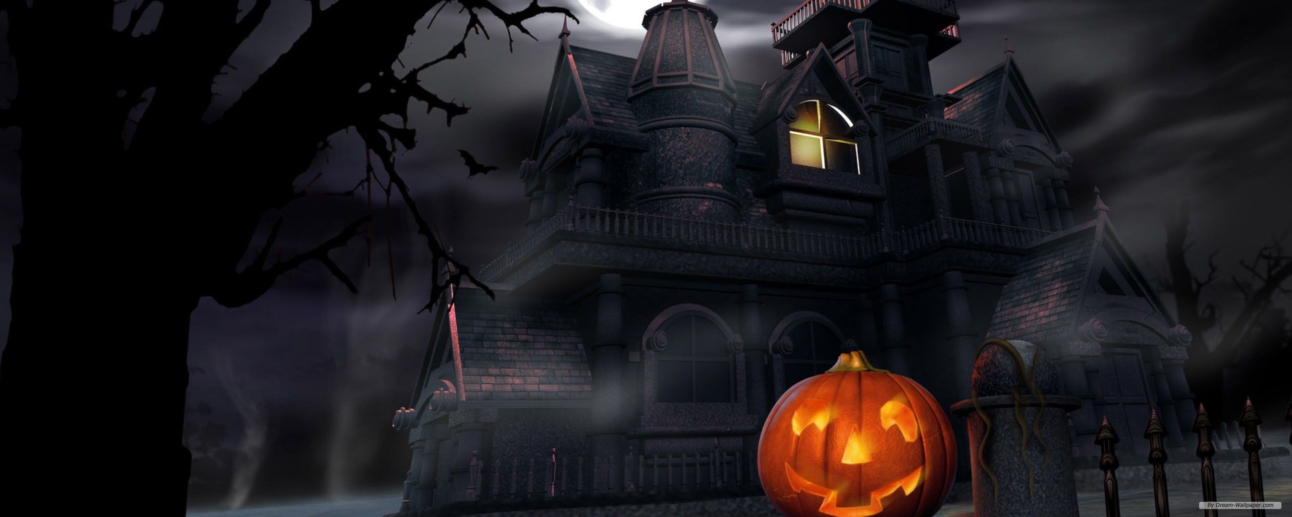 2560x1030 Halloween Dual Screen Wallpaper Free Halloween Dual Screen Background, Dual Screen