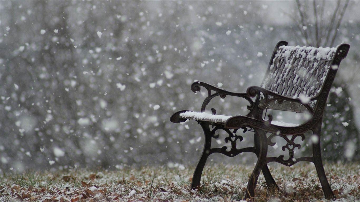 1370x770 Snowy Bench Winter Snow Scenes Wallpaper Wallpaper, Desktop