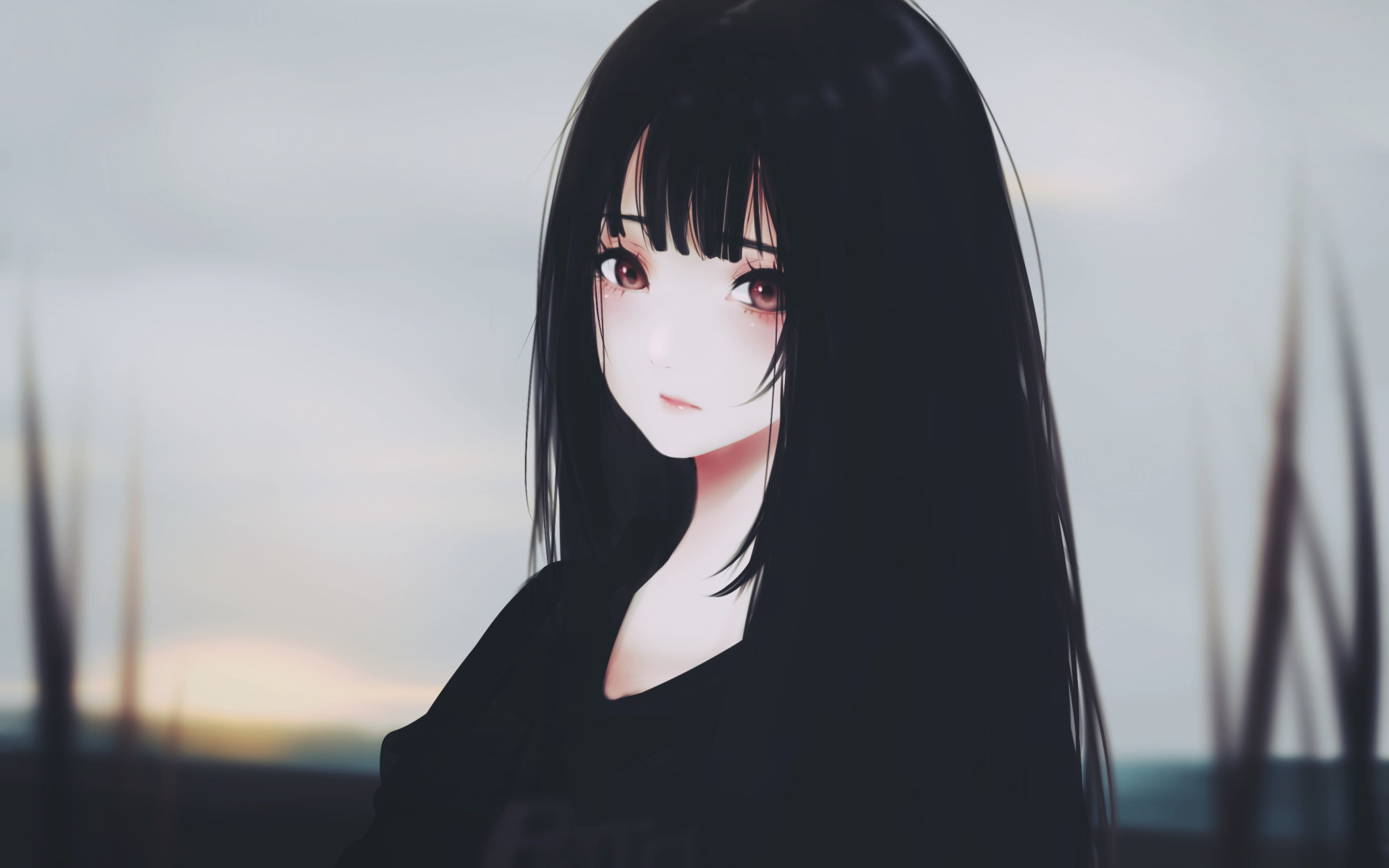 1920x1200 Brunette, red eyes, anime, dark hair, artwork, original characters wallpaper • Wallpaper For You HD Wallpaper For Desktop & Mobile, Desktop