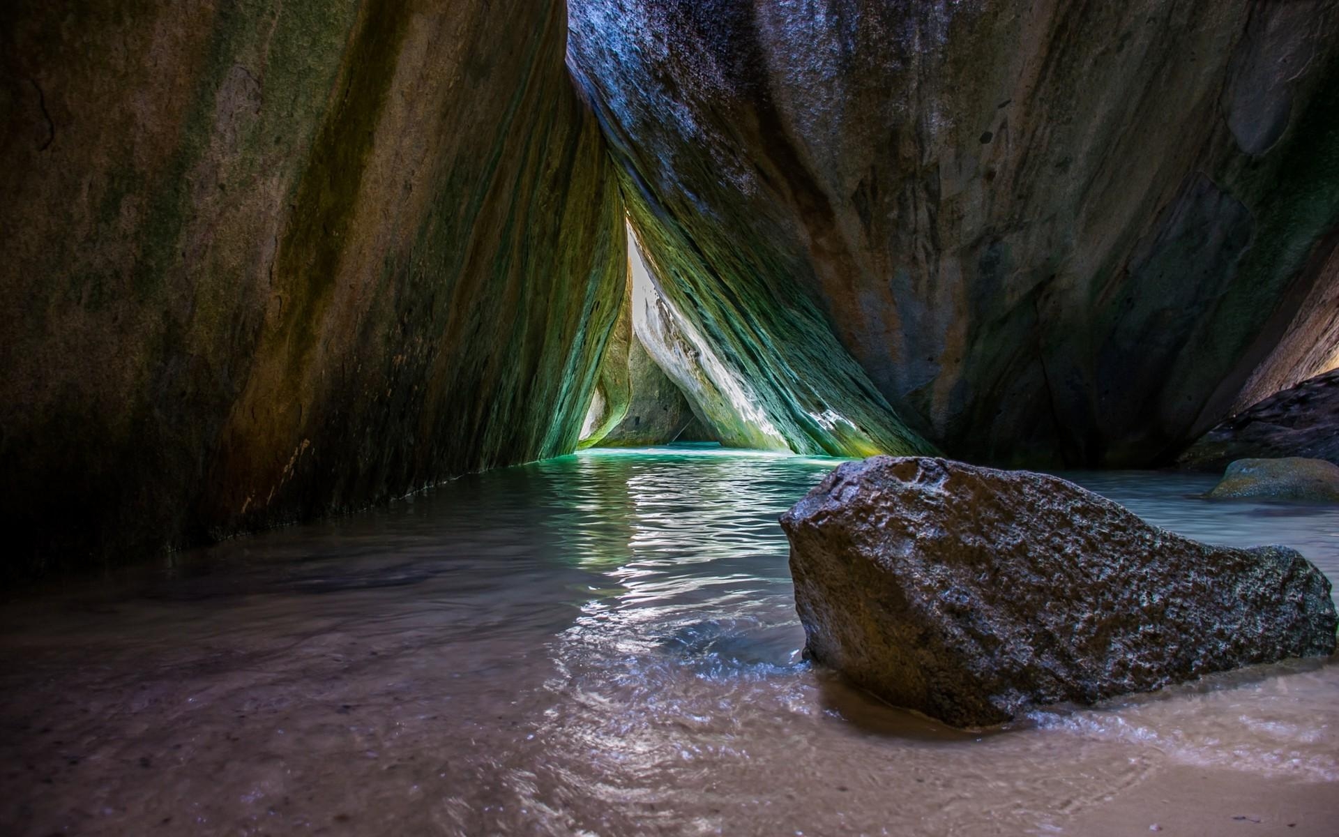 1920x1200 nature, Landscape, Cave, Sea, Rock, Sand, British Virgin Islands, Desktop