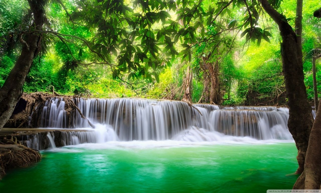 1280x770 Green Tropical Waterfall Ultra HD Desktop Background Wallpaper for 4K UHD TV, Multi Display, Dual Monitor, Tablet, Desktop