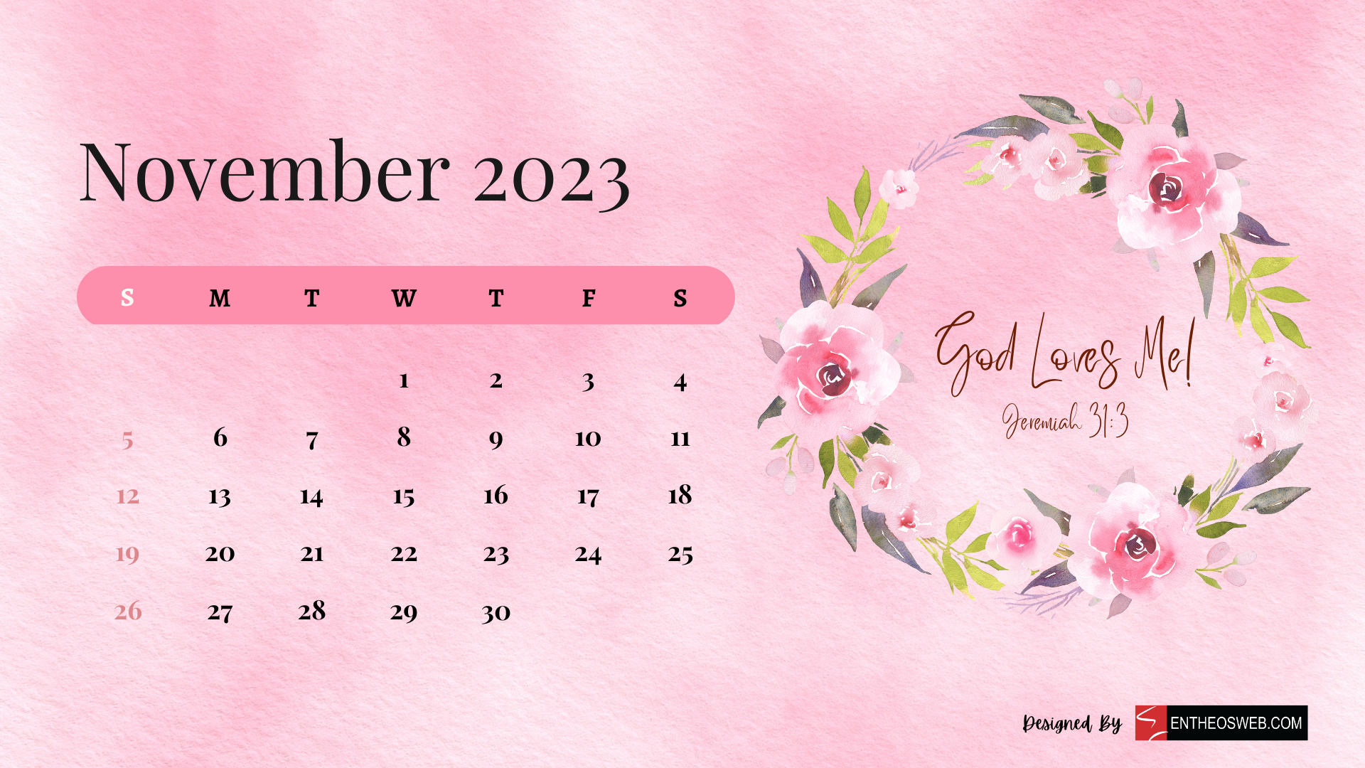 1920x1080 Christian Floral 2023 Calendar Desktop Wallpaper, Desktop