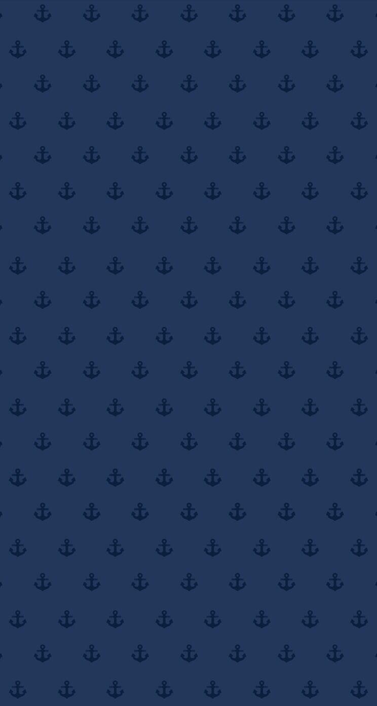 750x1400 Navy blue mini ditsy anchors iphone wallpaper background phone lock, Phone