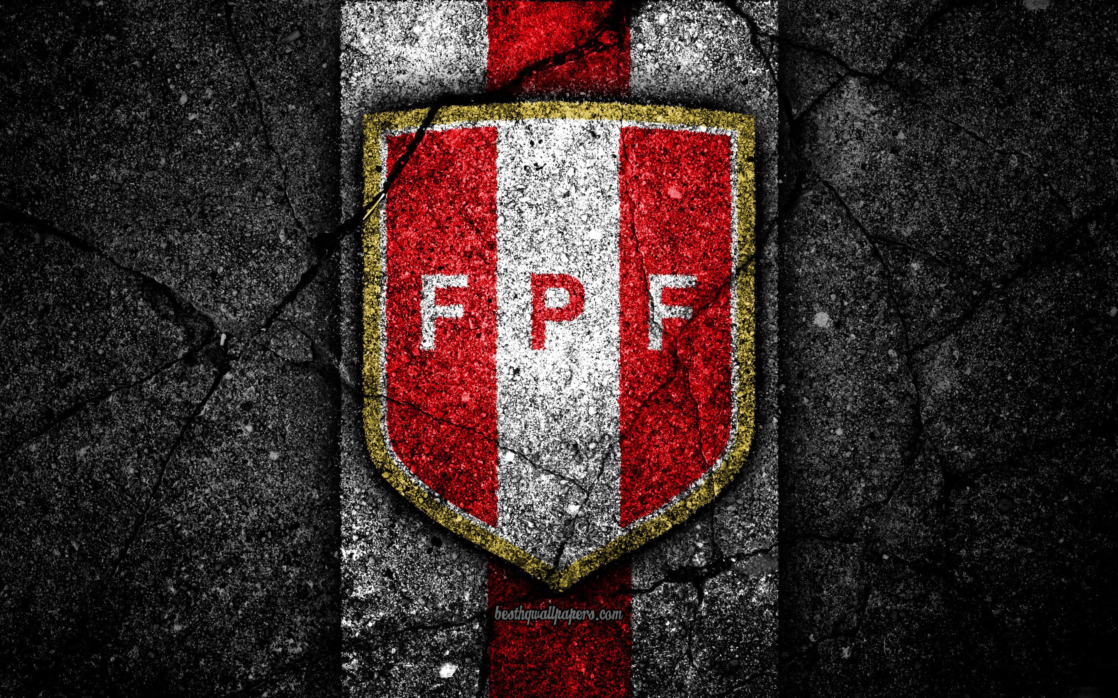 3840x2400 Download wallpaper Peruvian football team, 4k, emblem, grunge, Desktop