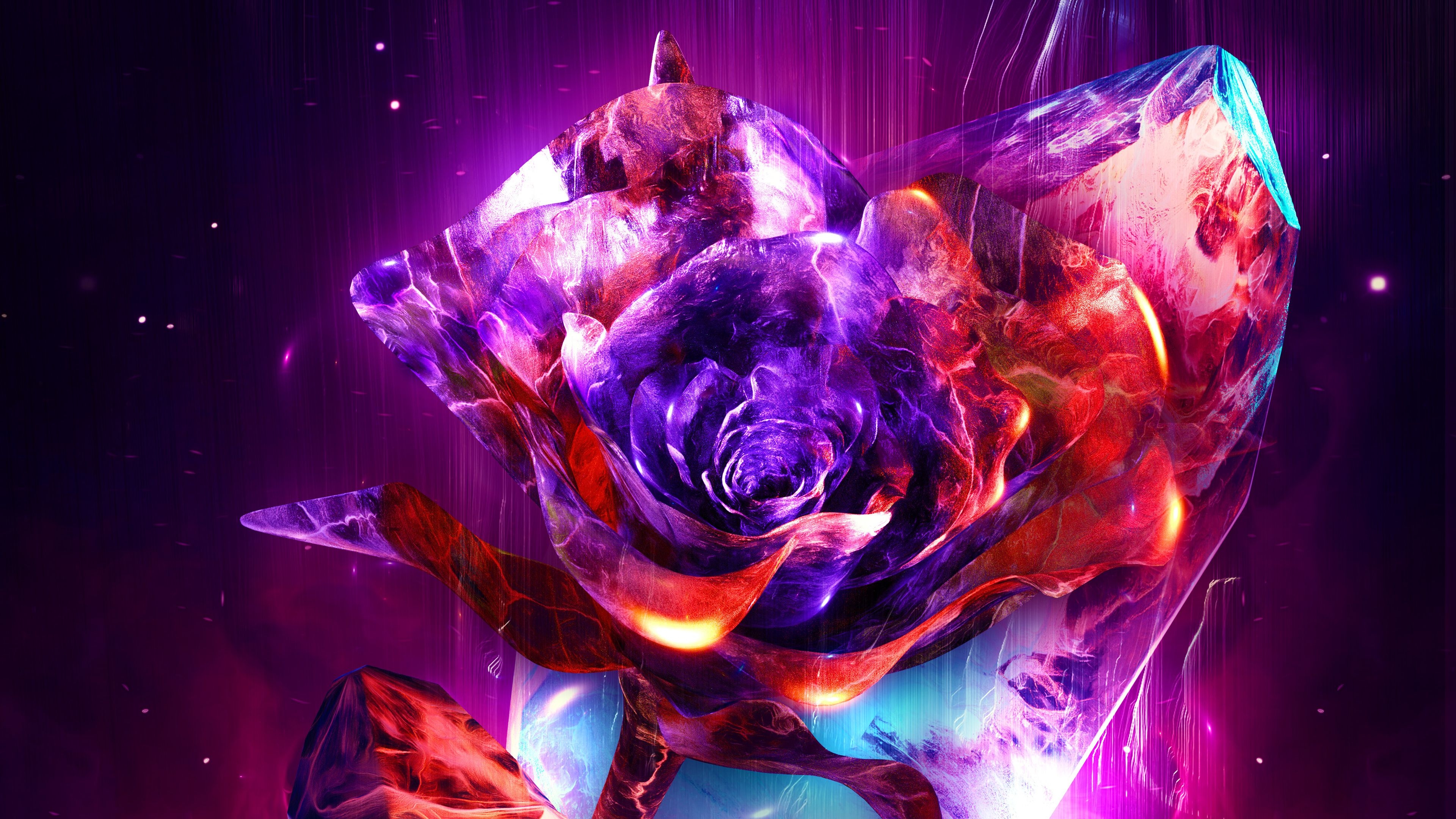 3840x2160 Rose with fire abstract Wallpaper 4k Ultra HD, Desktop