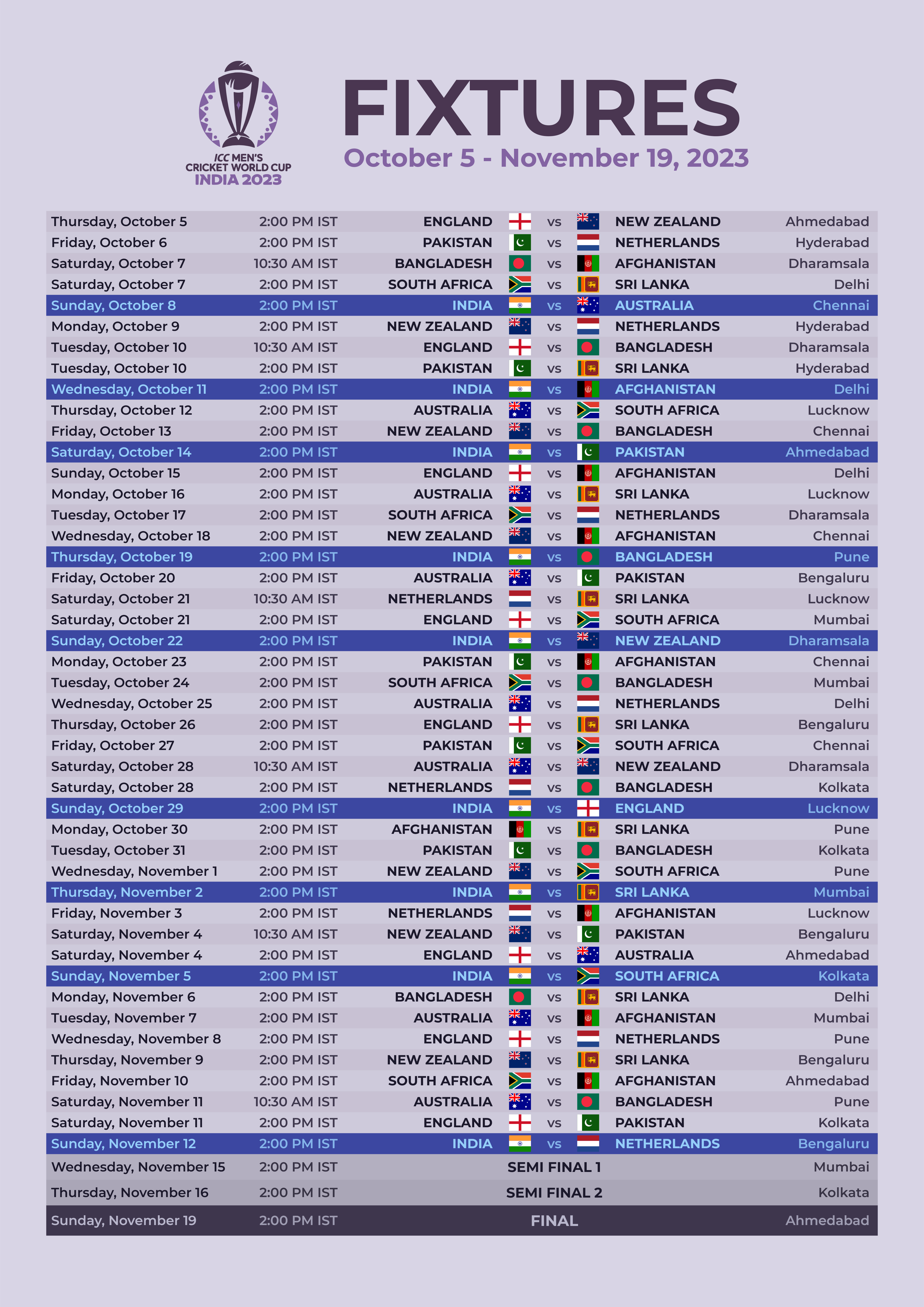 3970x5620 Customize and download the 2023 Cricket World Cup schedule poster, Phone