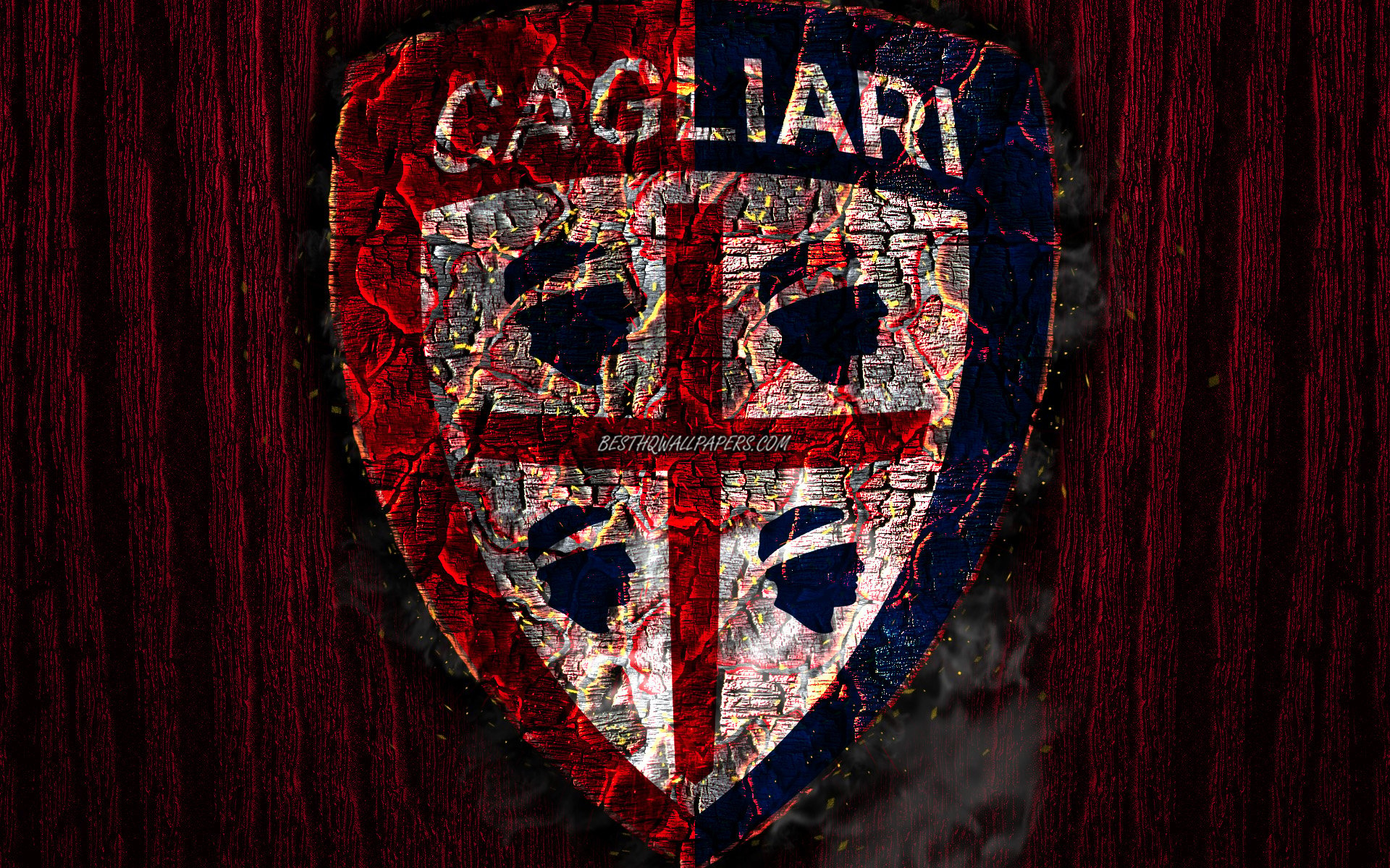 1920x1200 Download wallpaper Cagliari FC, scorched logo, Serie A, purple, Desktop