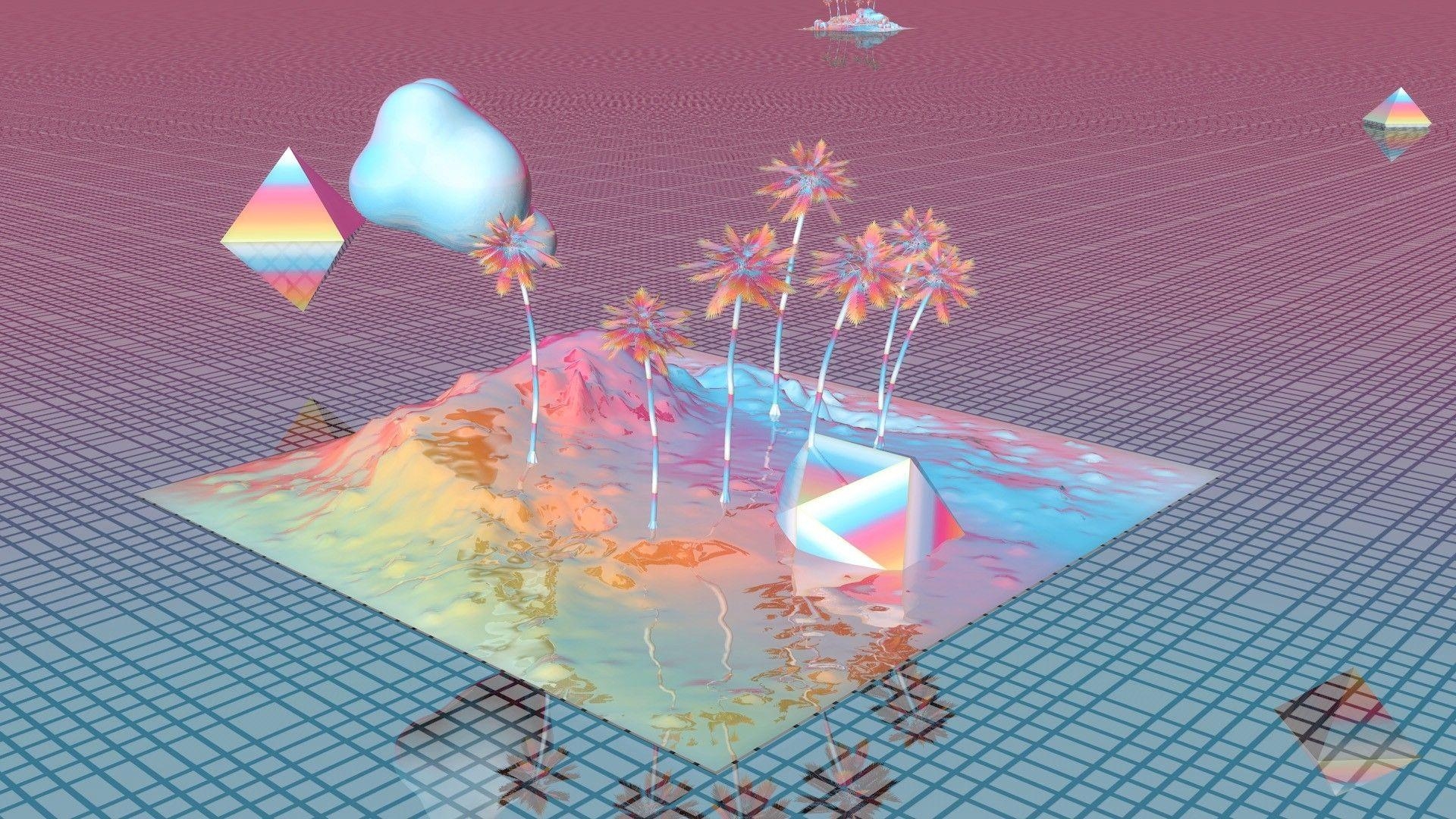 1920x1080 Vaporwave Wallpaper Image, 3D Object & CG Wallpaper, Desktop