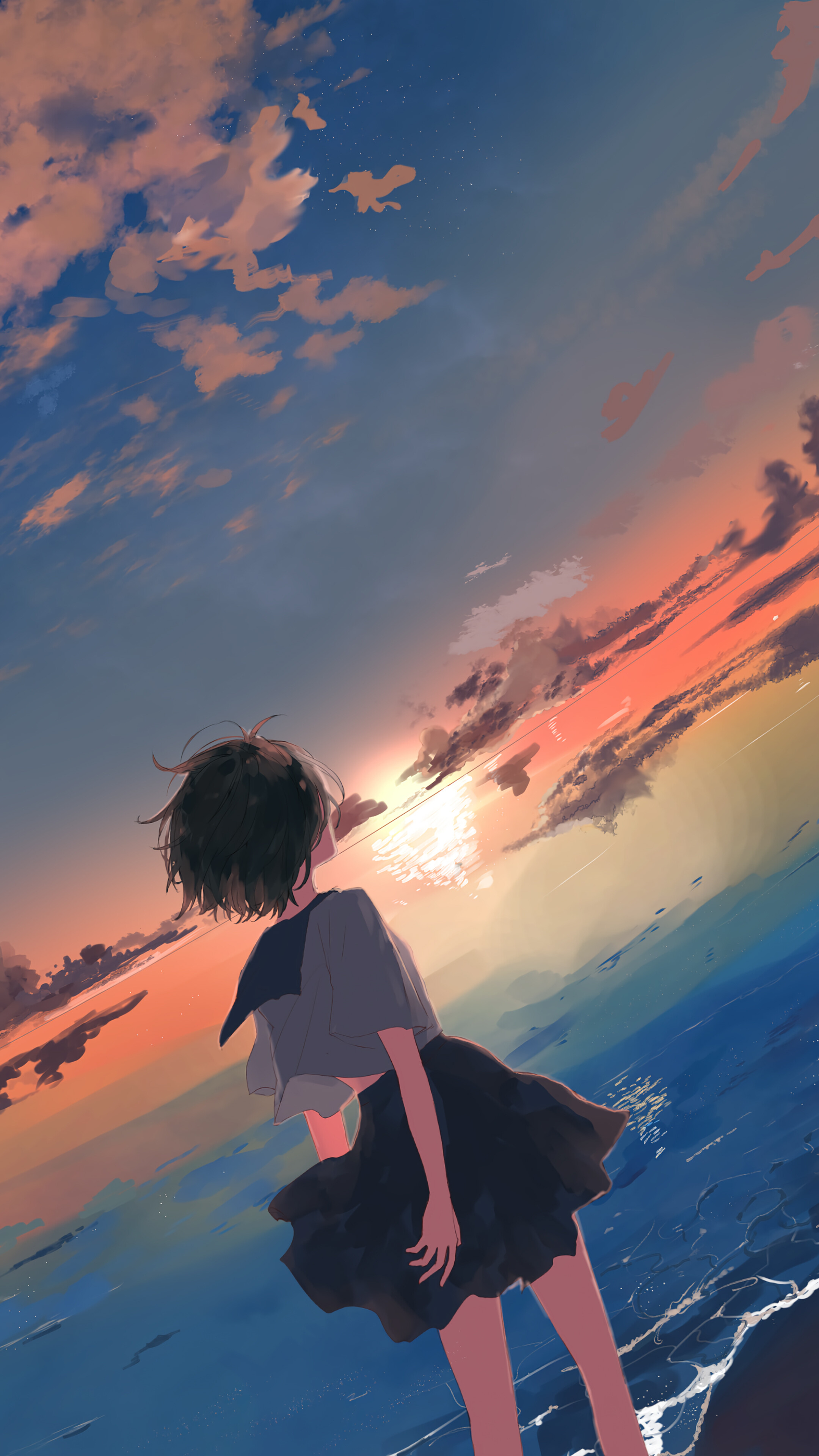 2160x3840 Anime Sunset 4K Vertical Wallpaper, Phone