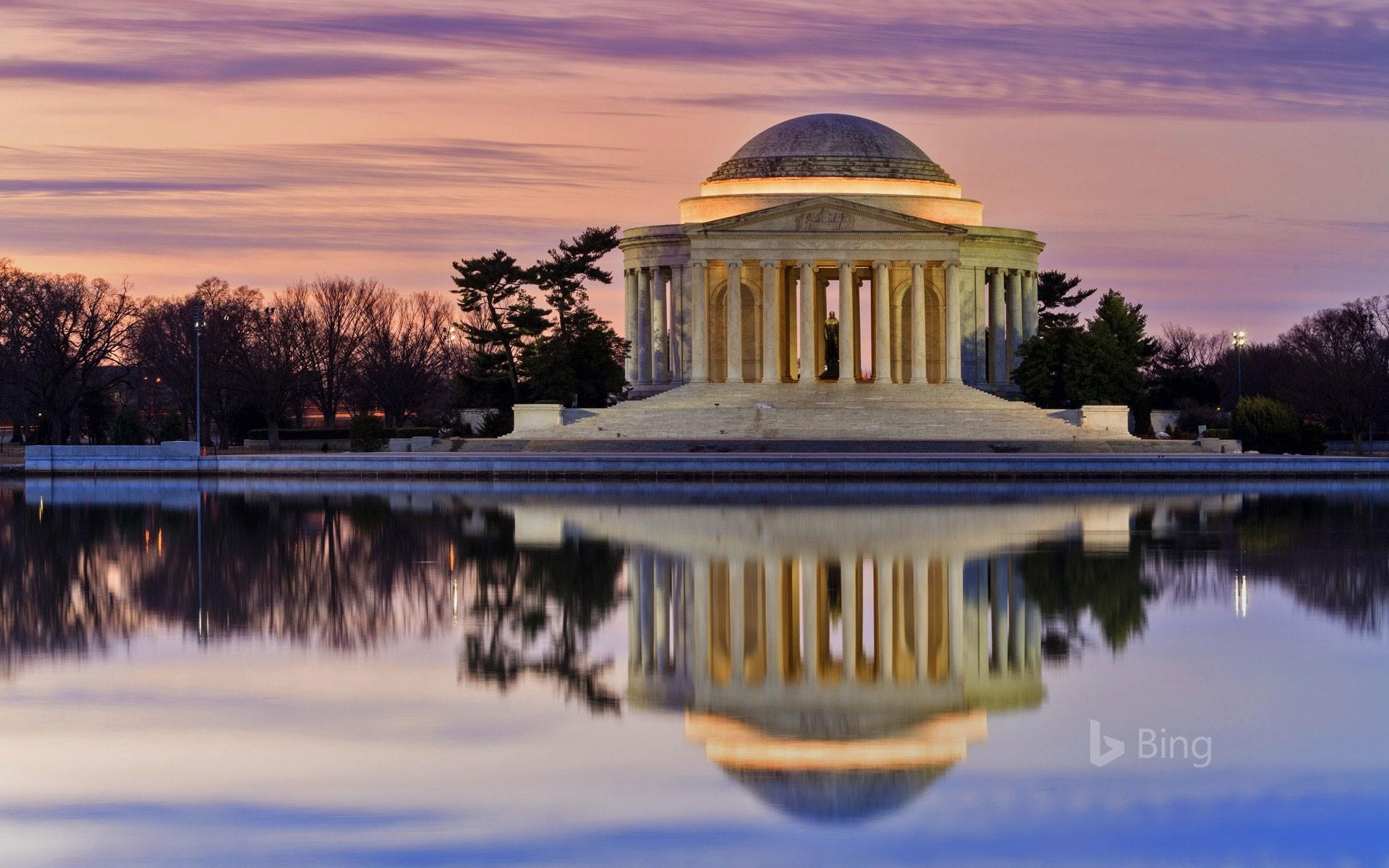 1920x1200 Thomas Jefferson Memorial reflected in the Tidal Basin, Washington, Desktop