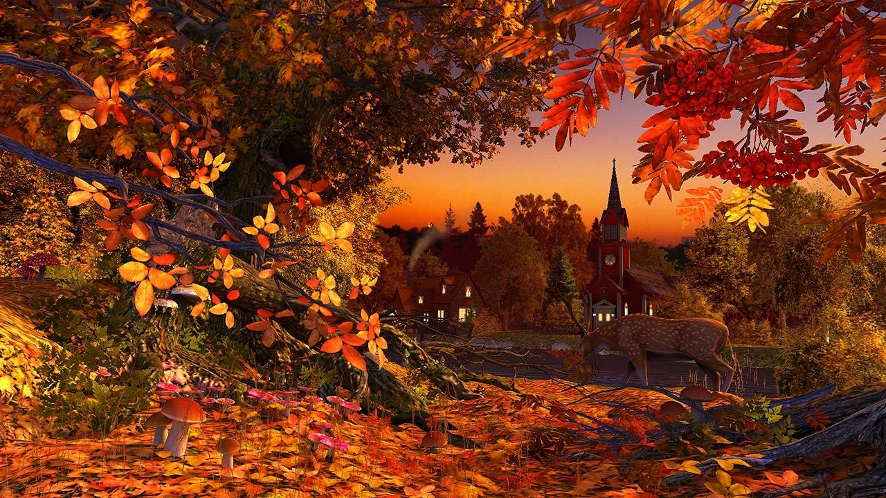 1280x720 Autumn Wonderland 3D Screensaver & Live Wallpaper HD, Desktop