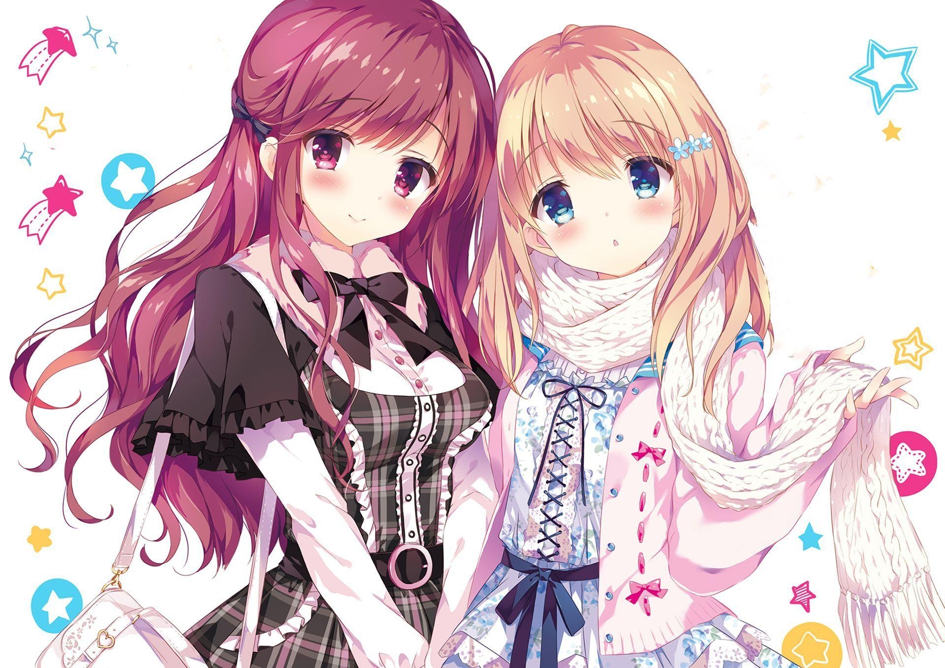 1920x1360 Cute Anime Girls Friends. Animasi, Sahabat, Desktop