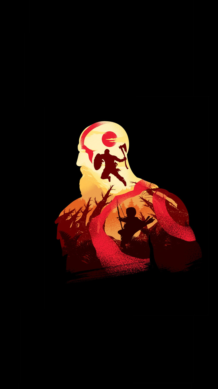 750x1340 Download Minimal, video game, God of War, kratos wallpaper, 750x iphone iPhone 8, Phone