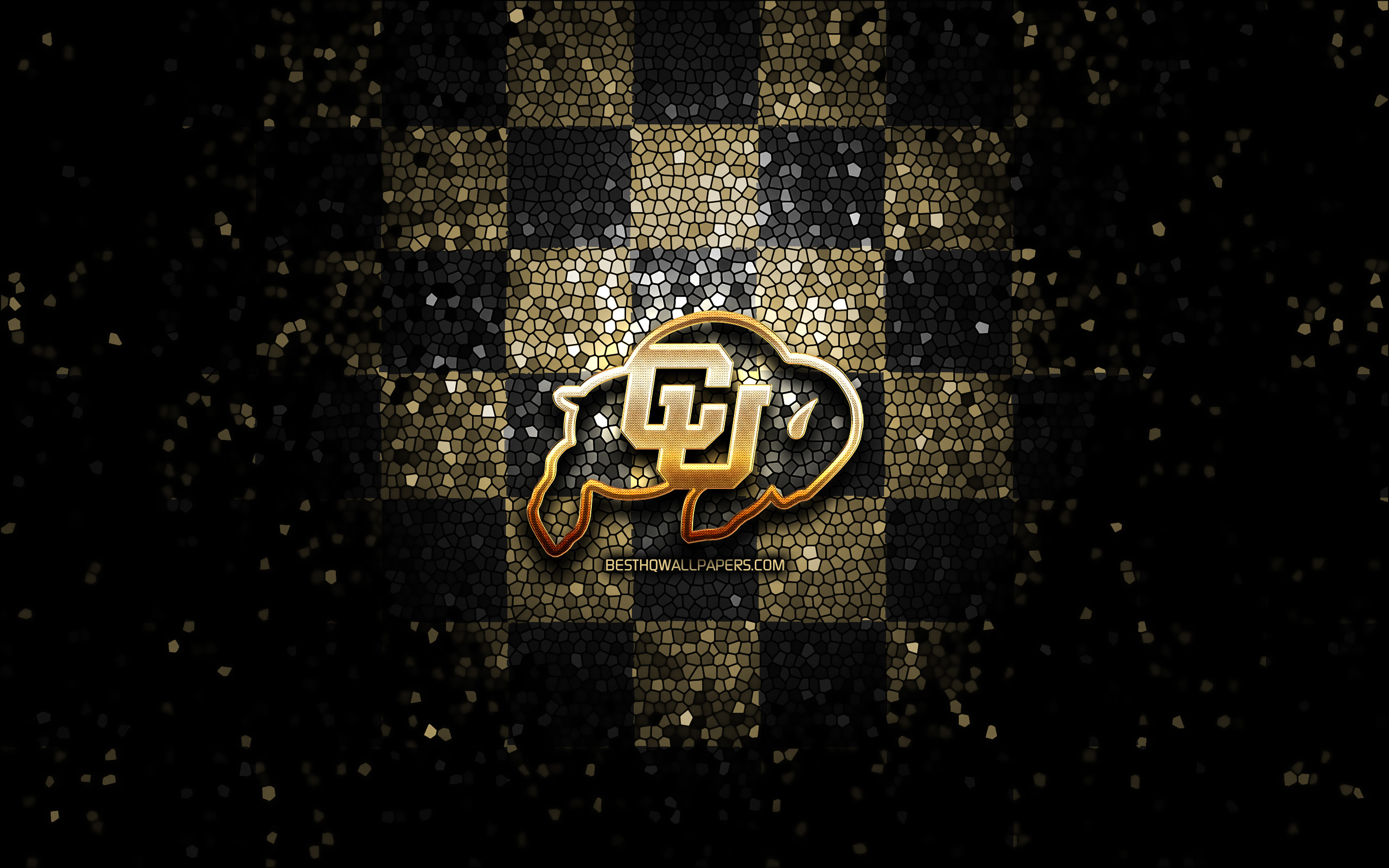 2880x1800 Download wallpaper Colorado Buffaloes, glitter logo, NCAA, brown black checkered background, USA, american football team, Colorado Buffaloes logo, mosaic art, american football, America for desktop with resolution. High Quality HD picture, Desktop