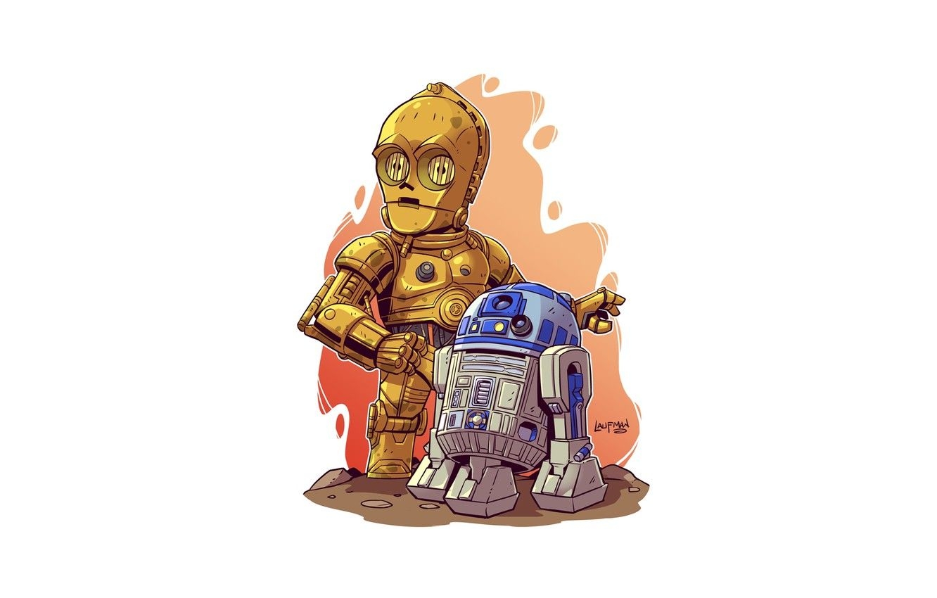 1340x850 Wallpaper Star Wars, R2D C 3PO, Derek Laufman Image For Desktop, Section минимализм, Desktop